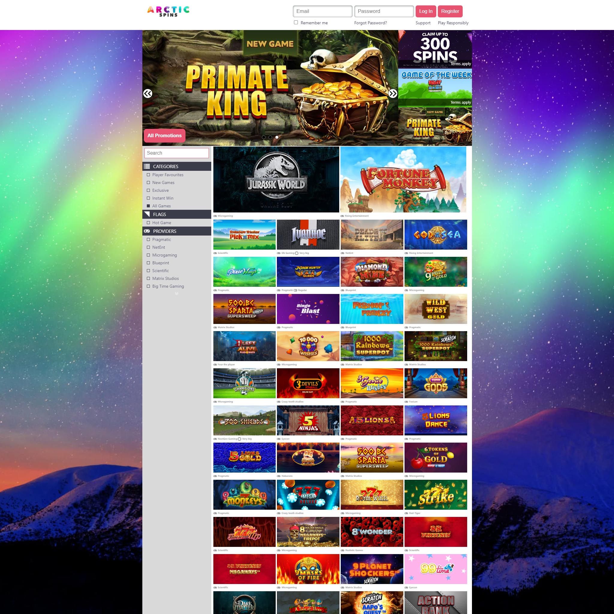 Arctic Spins Casino full games catalogue