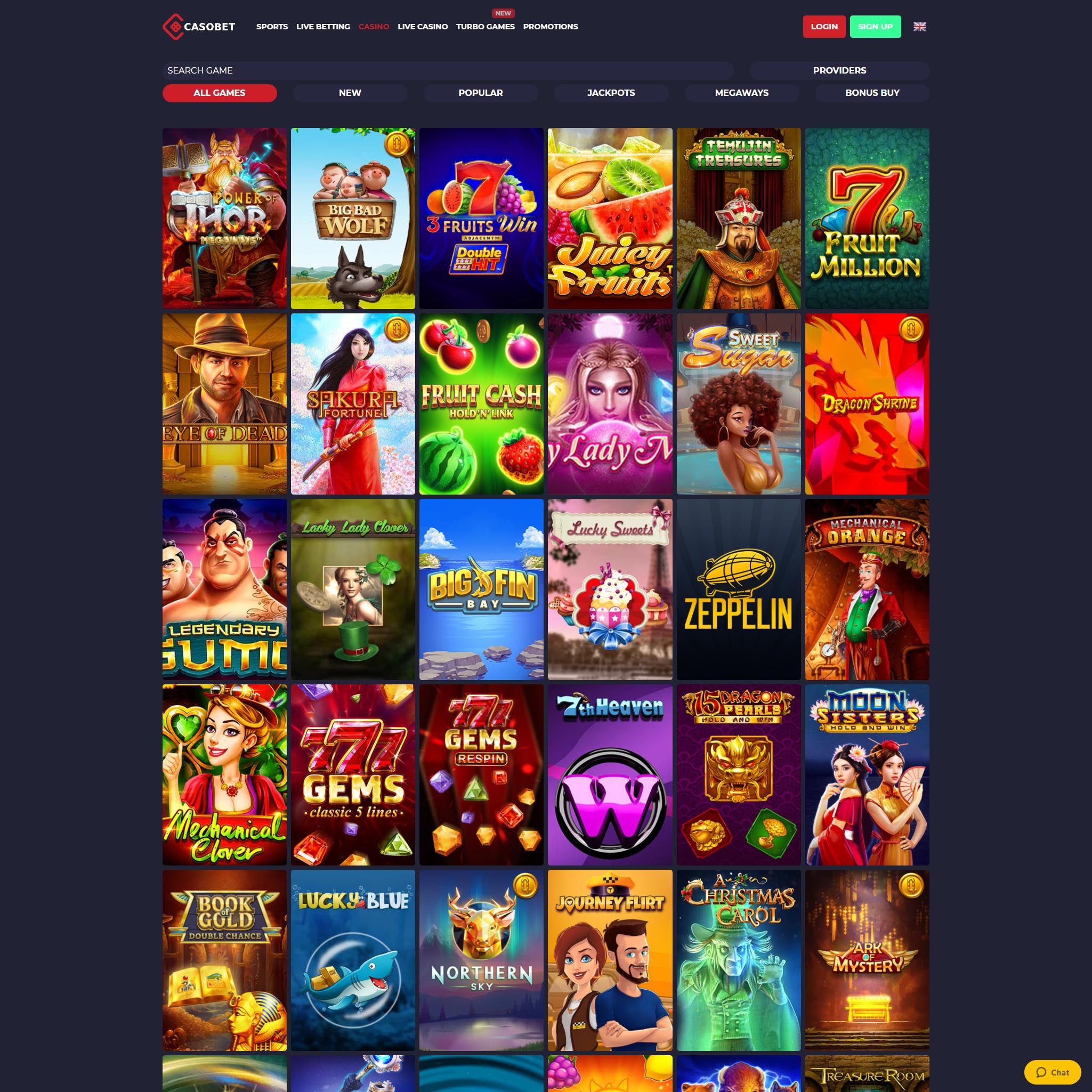 Casobet Casino full games catalogue