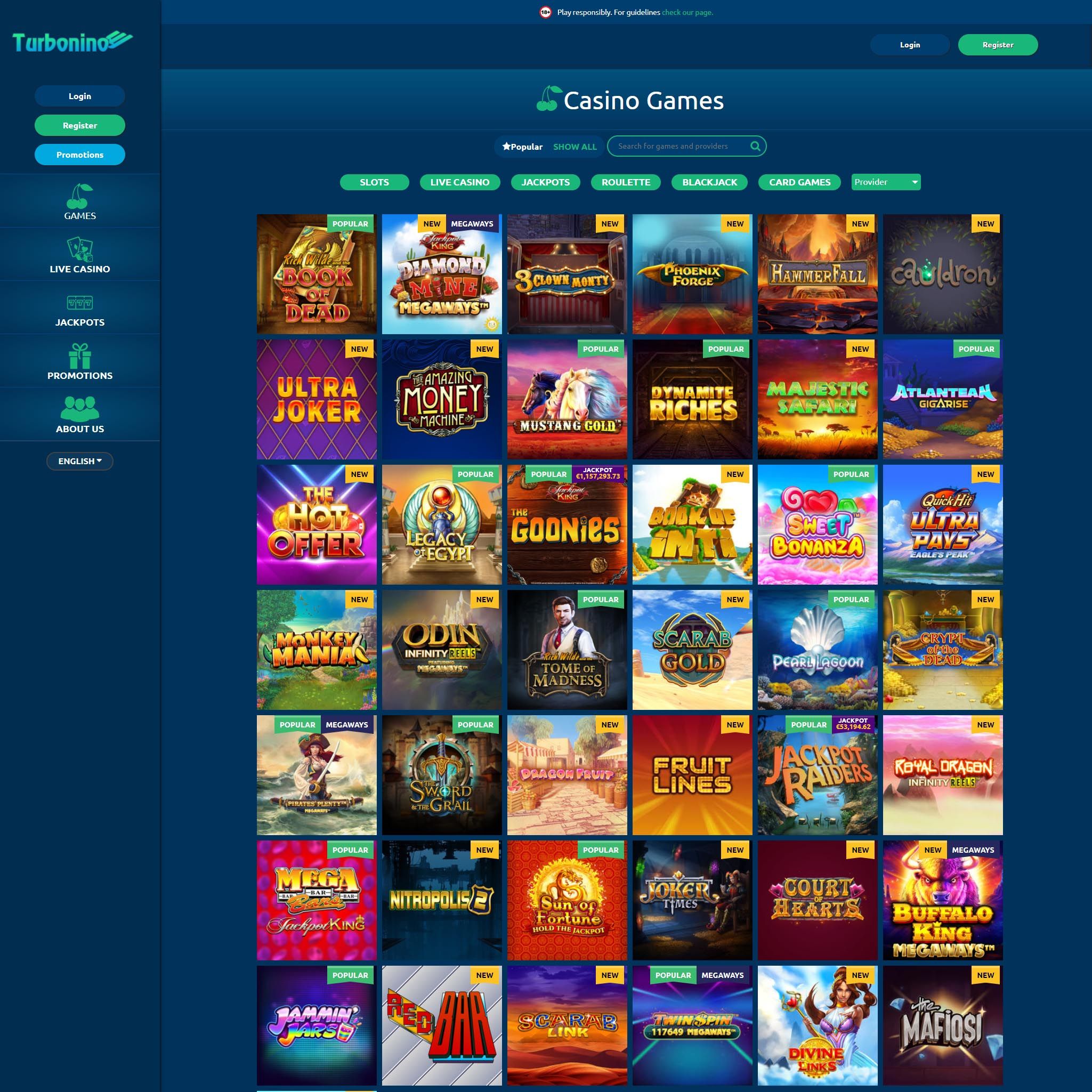 Turbonino Casino full games catalogue