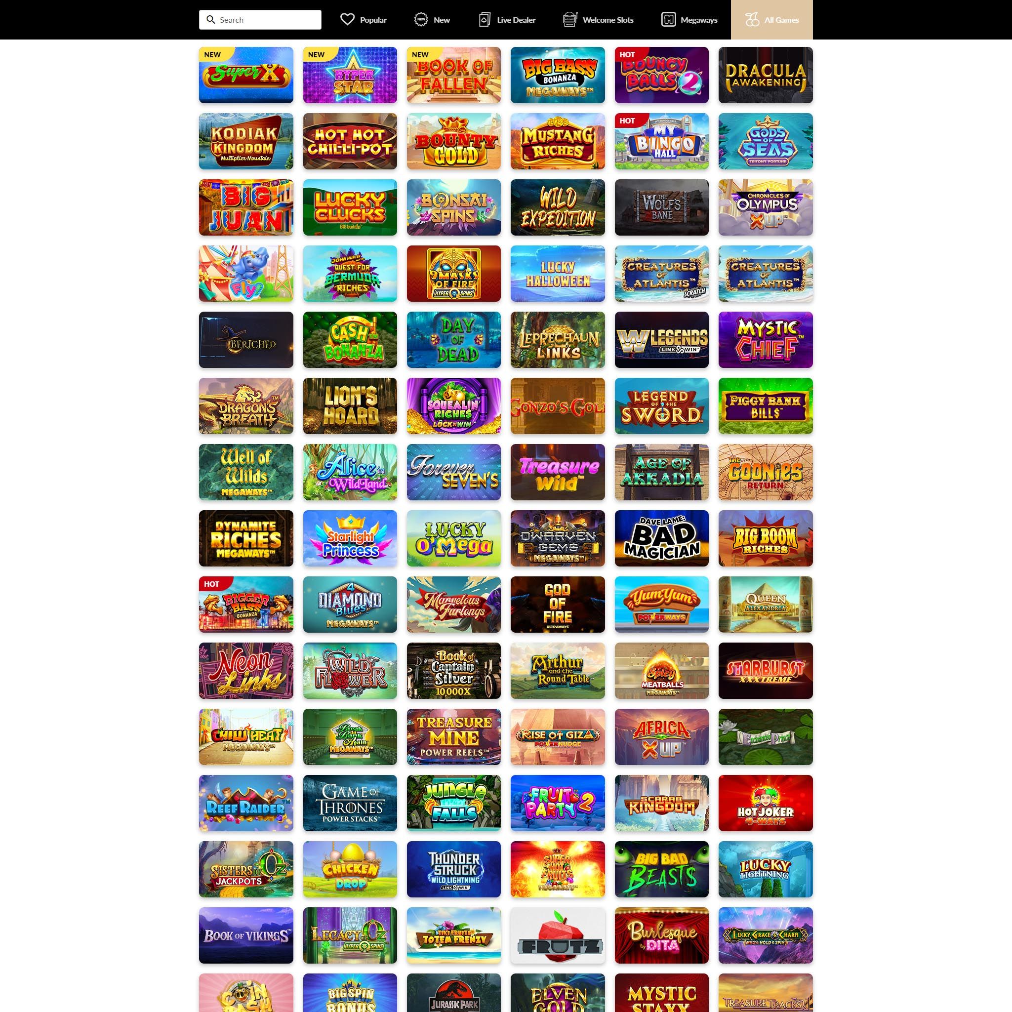 Royal Valley Casino full games catalogue