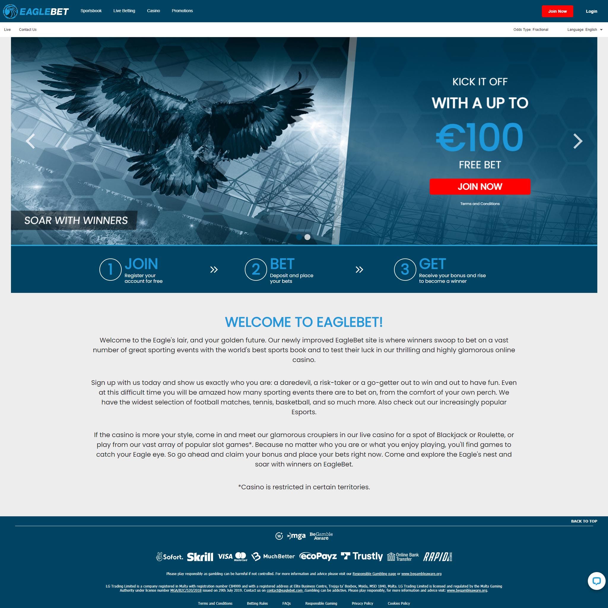 Eaglebet review by Best Netent Casino