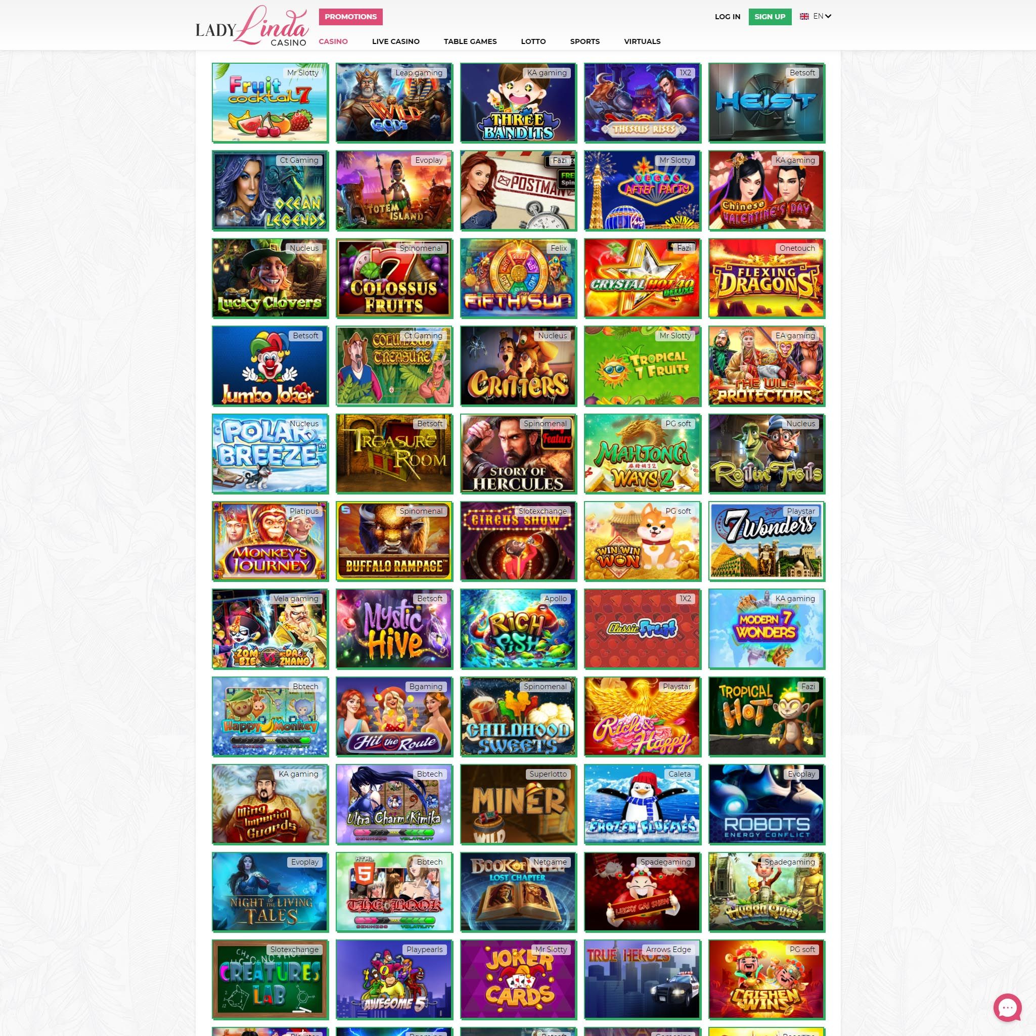LadyLinda Casino full games catalogue