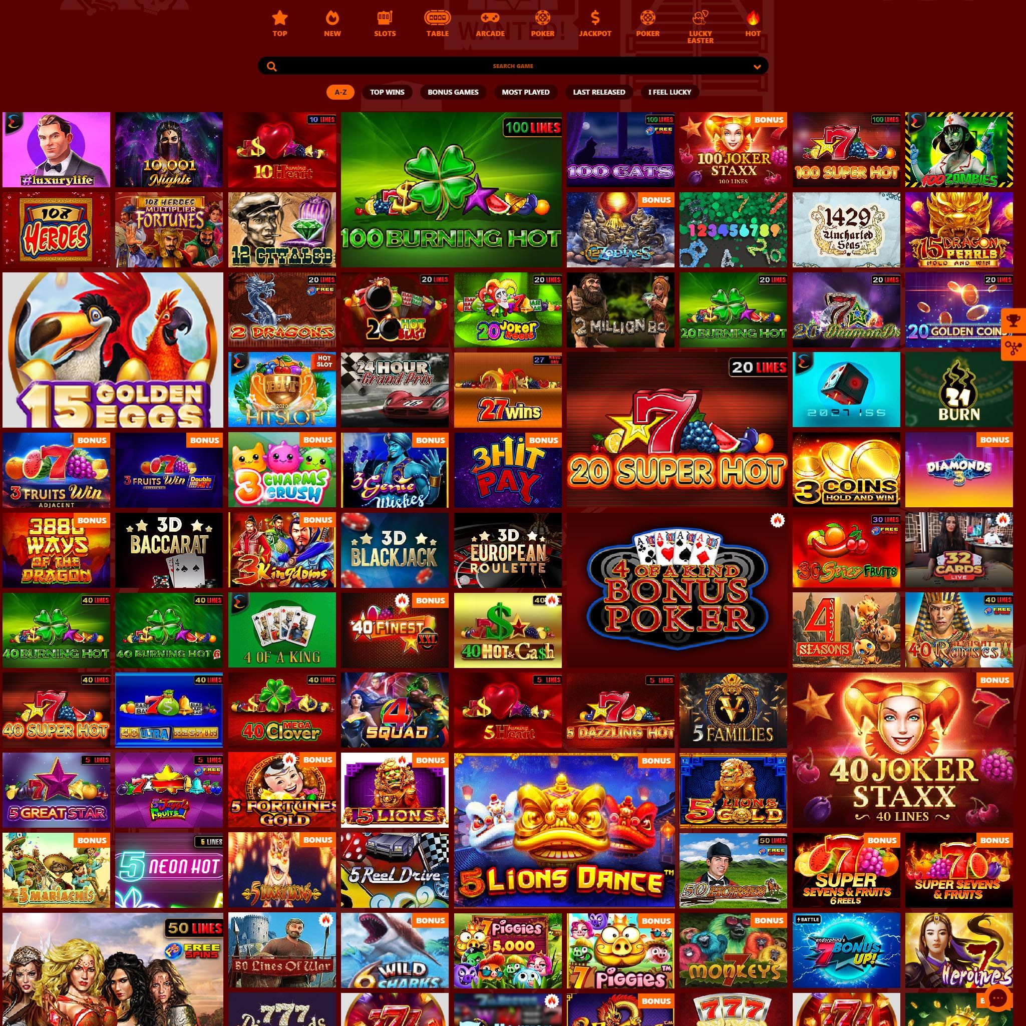 Grand Wild Casino full games catalogue