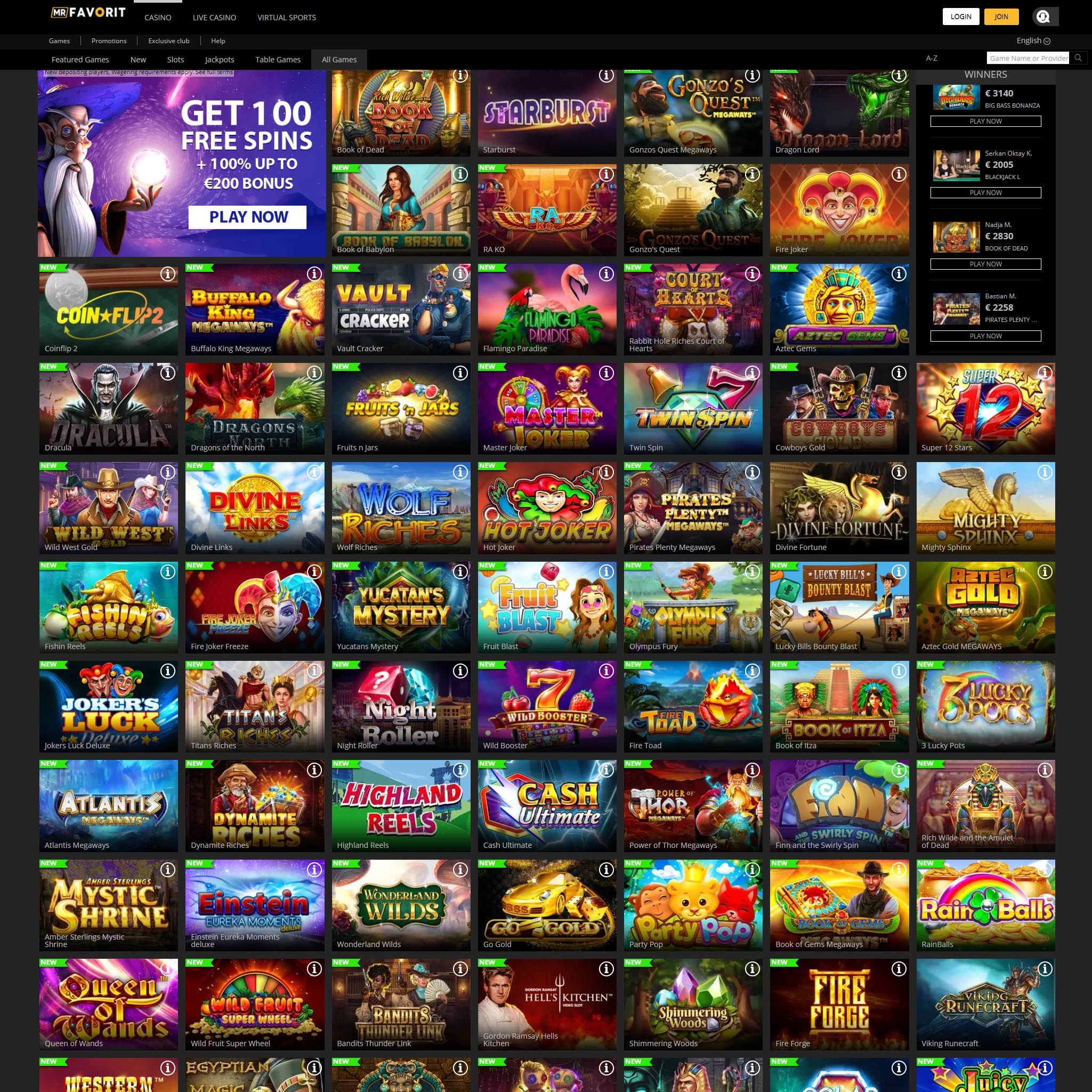 Mr Favorit full games catalogue