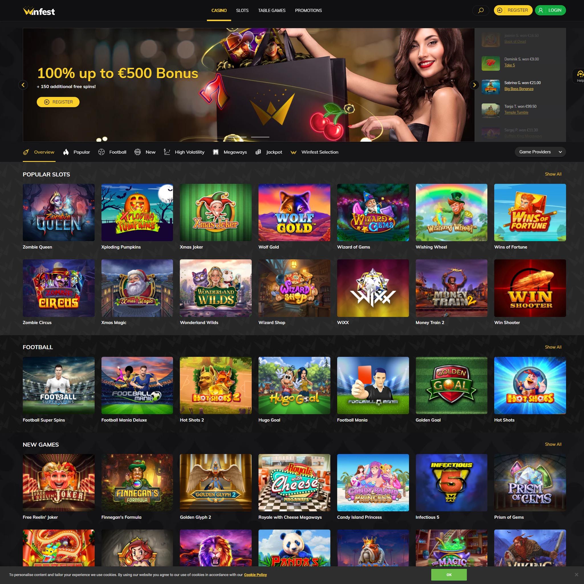 WinFest Casino full games catalogue