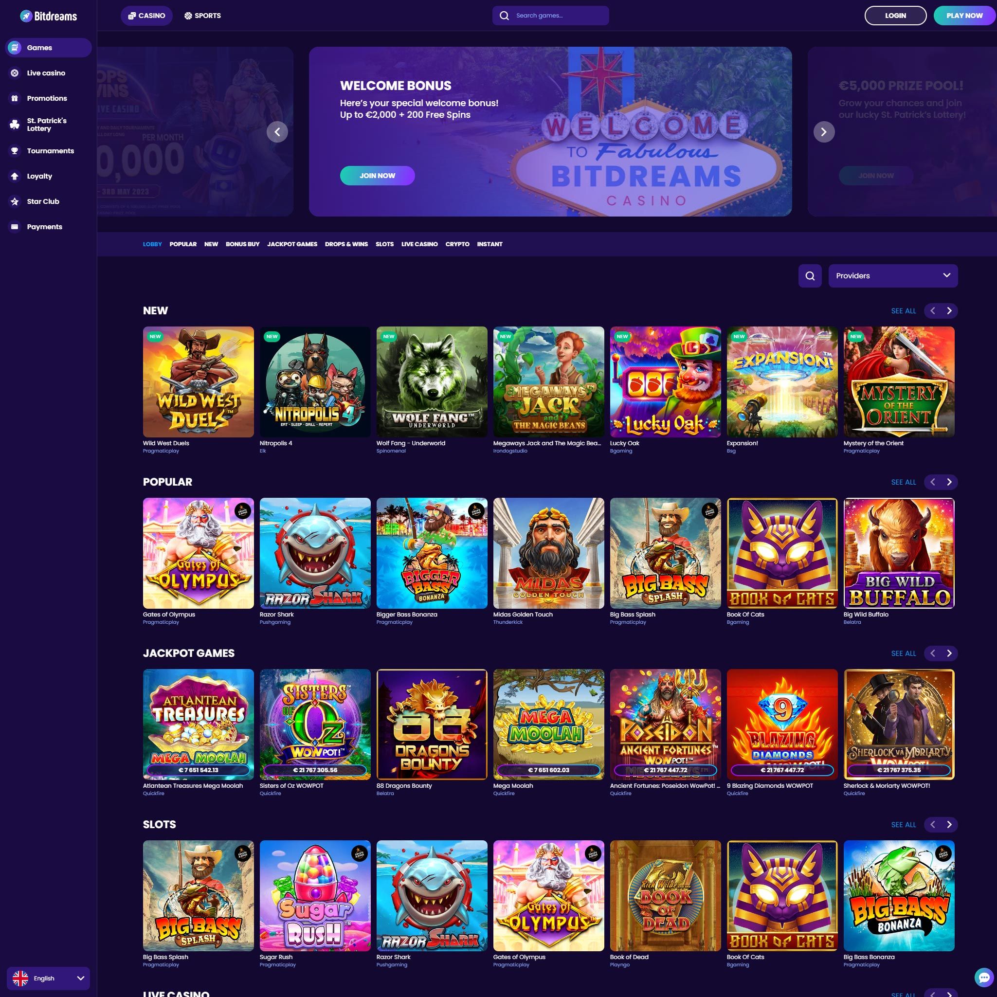 Bitdreams Casino full games catalogue