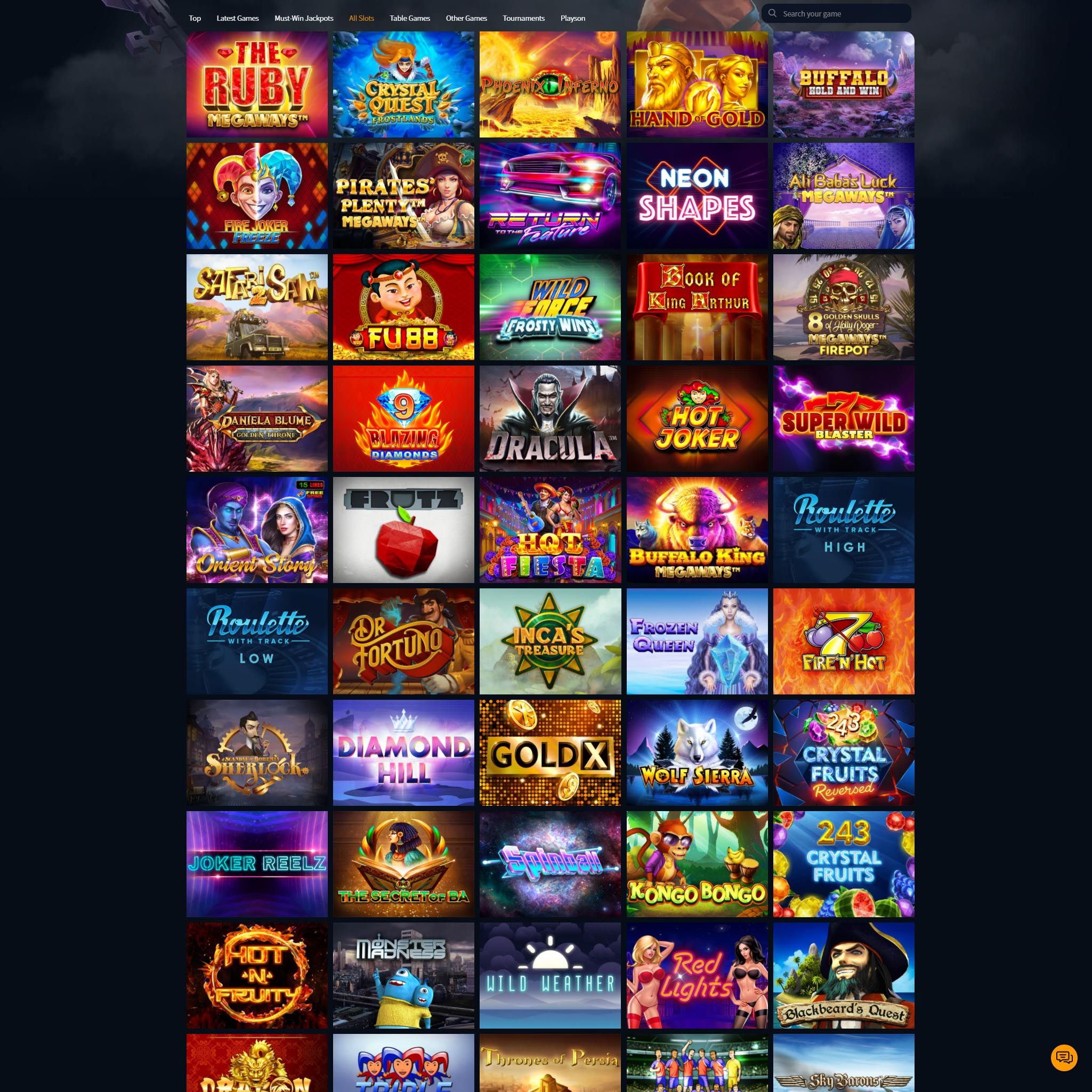 Jet10 Casino full games catalogue