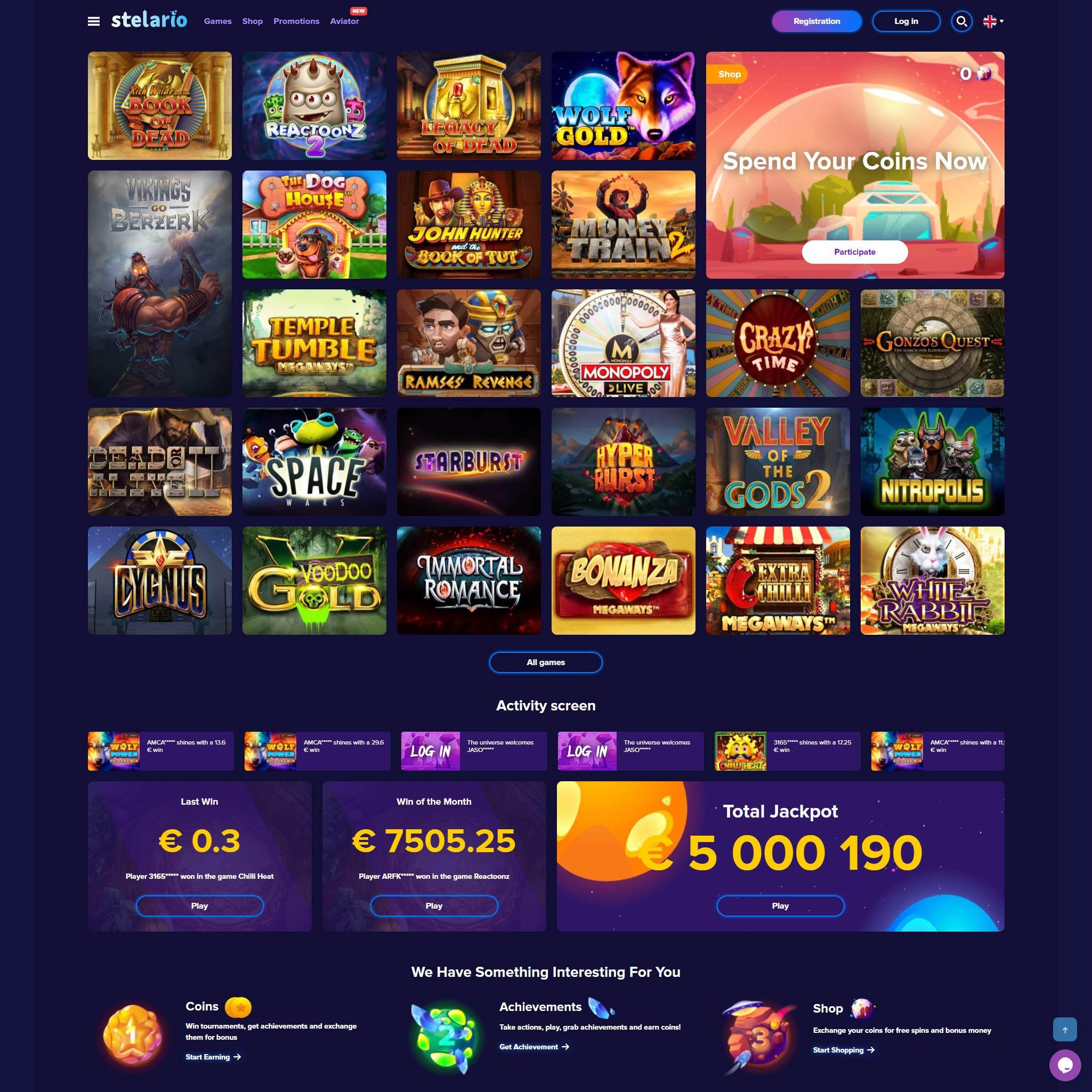 Stelario Casino full games catalogue