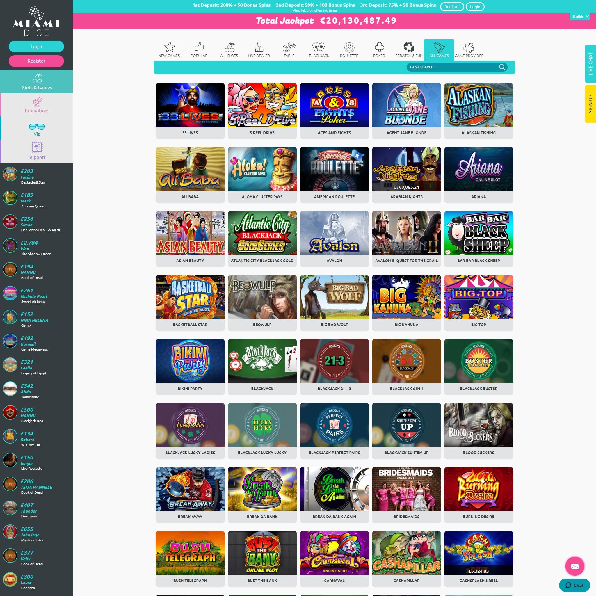 Miami Dice full games catalogue