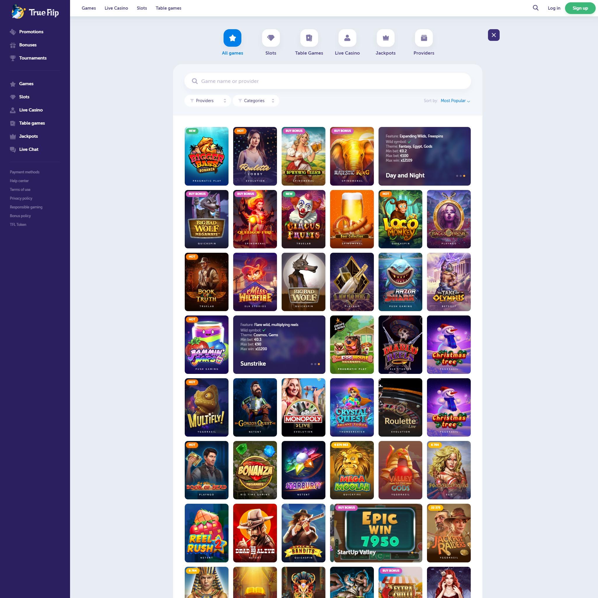 True Flip full games catalogue
