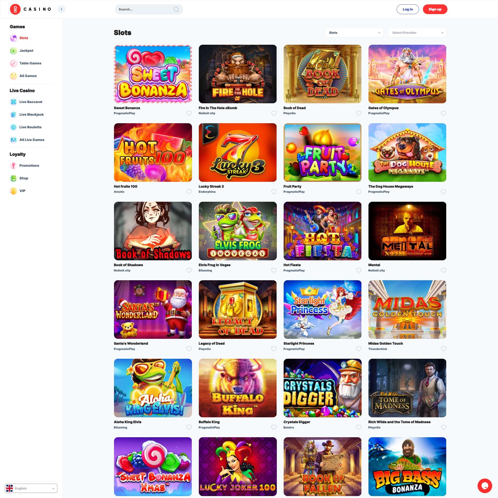 Oxi Casino full games catalogue