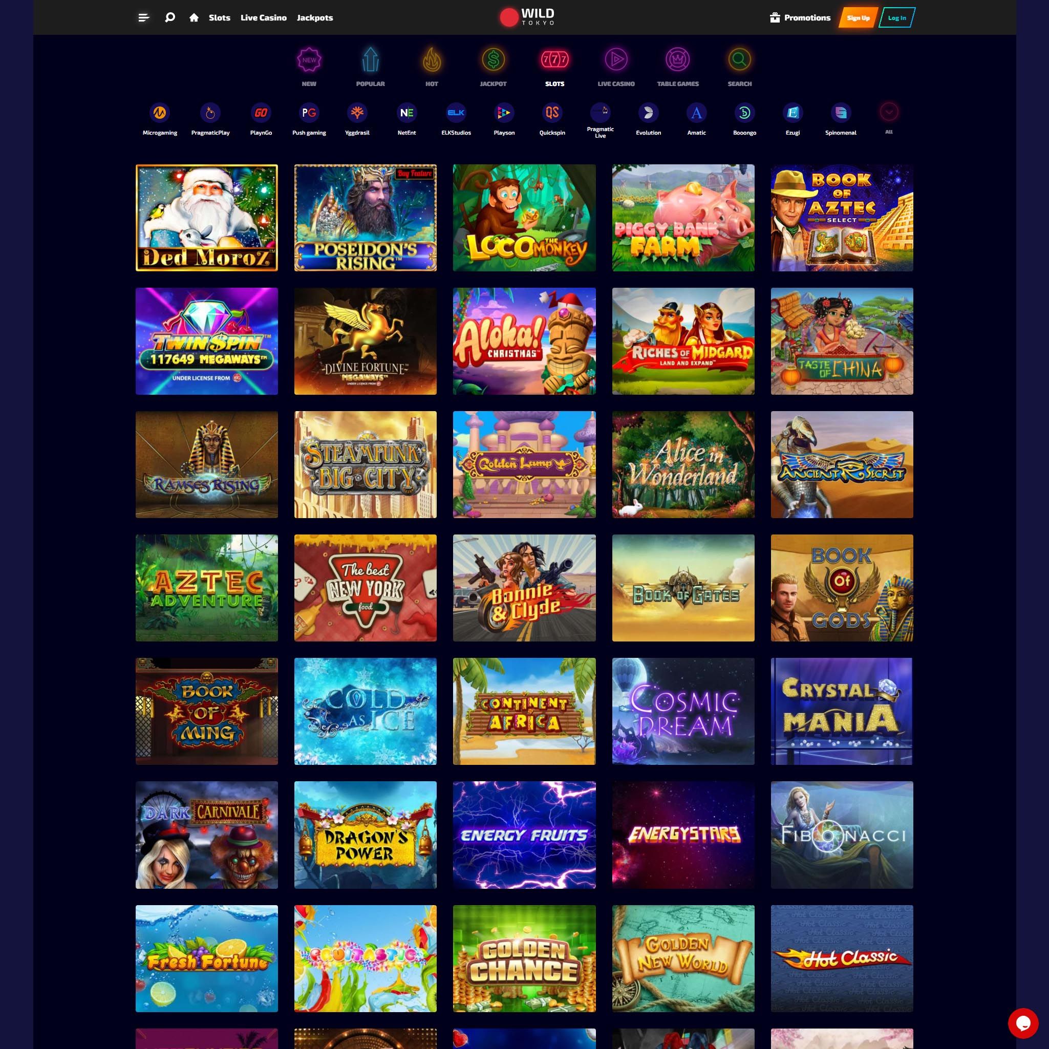 Wild Tokyo Casino full games catalogue