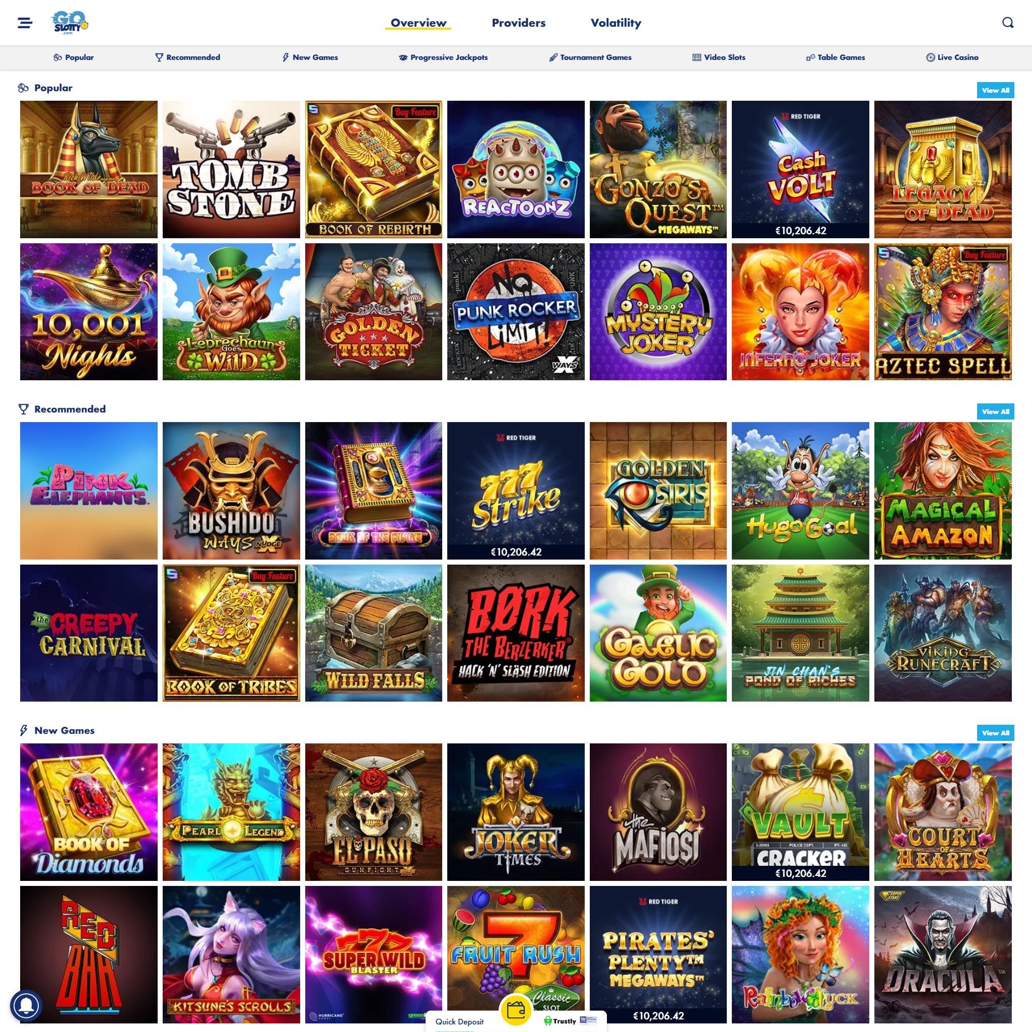 GoSlotty full games catalogue