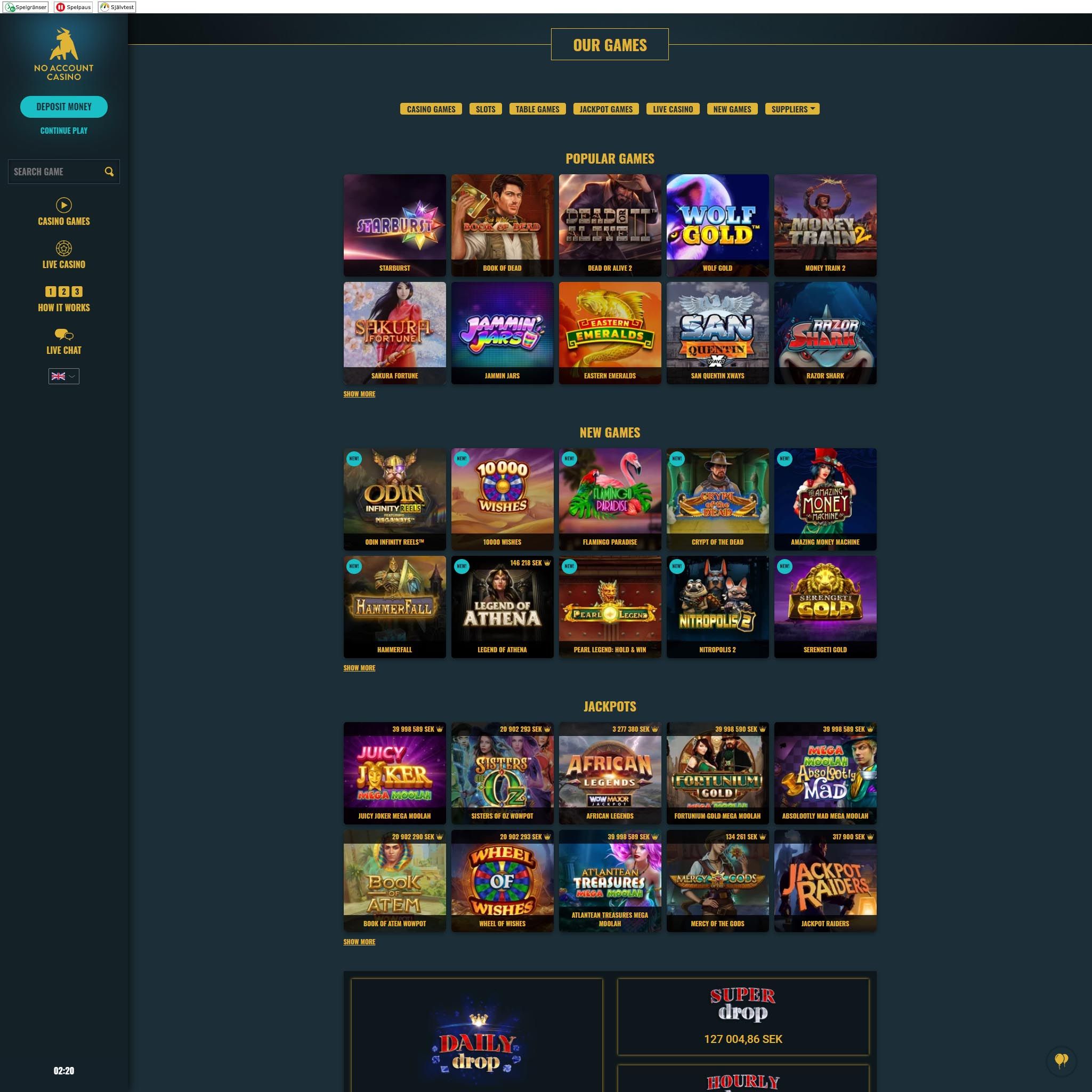 No Account Casino review by Best Netent Casino