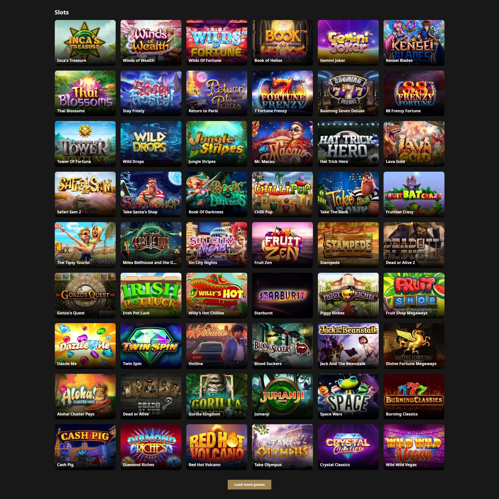 Midnight Casino full games catalogue