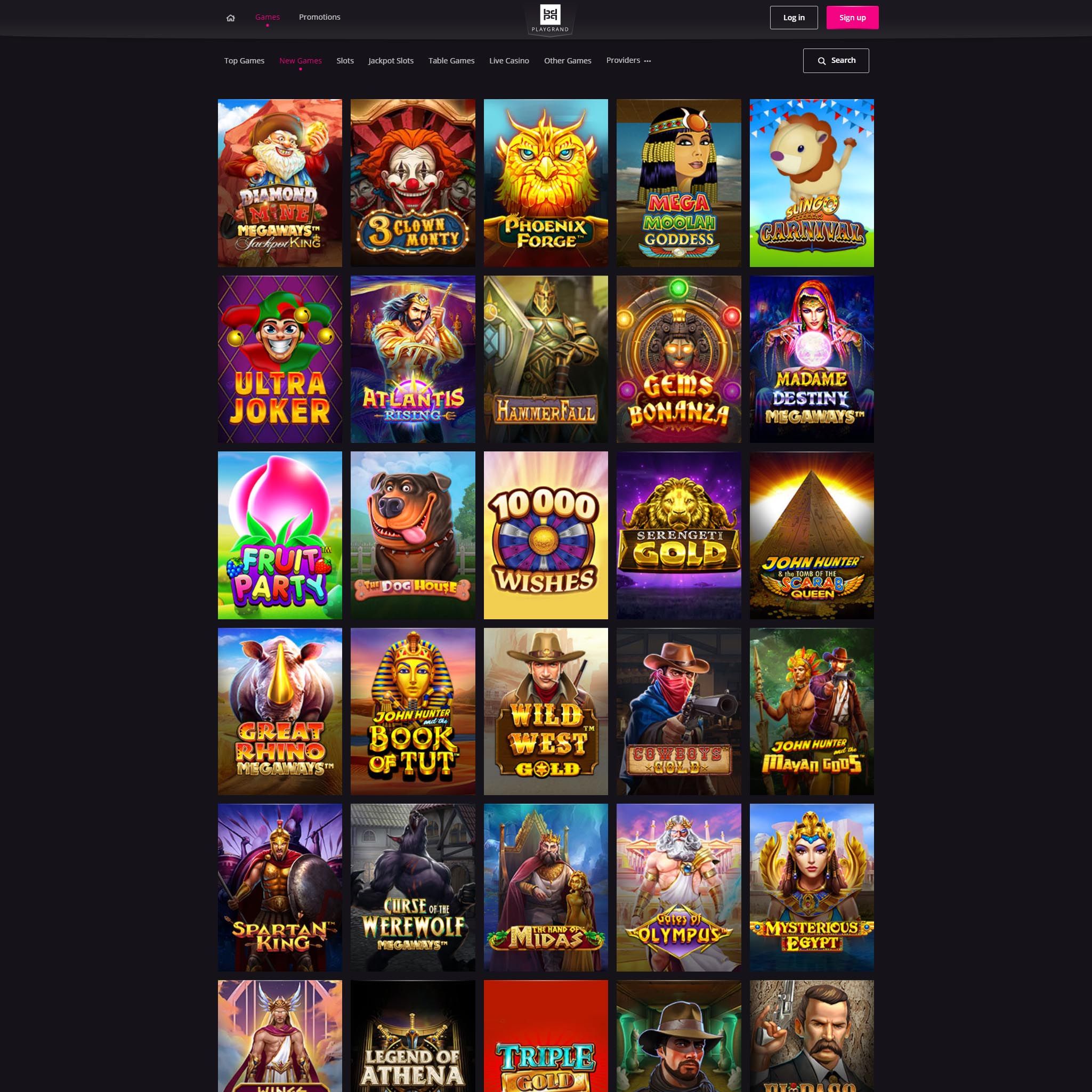 PlayGrand Casino full games catalogue