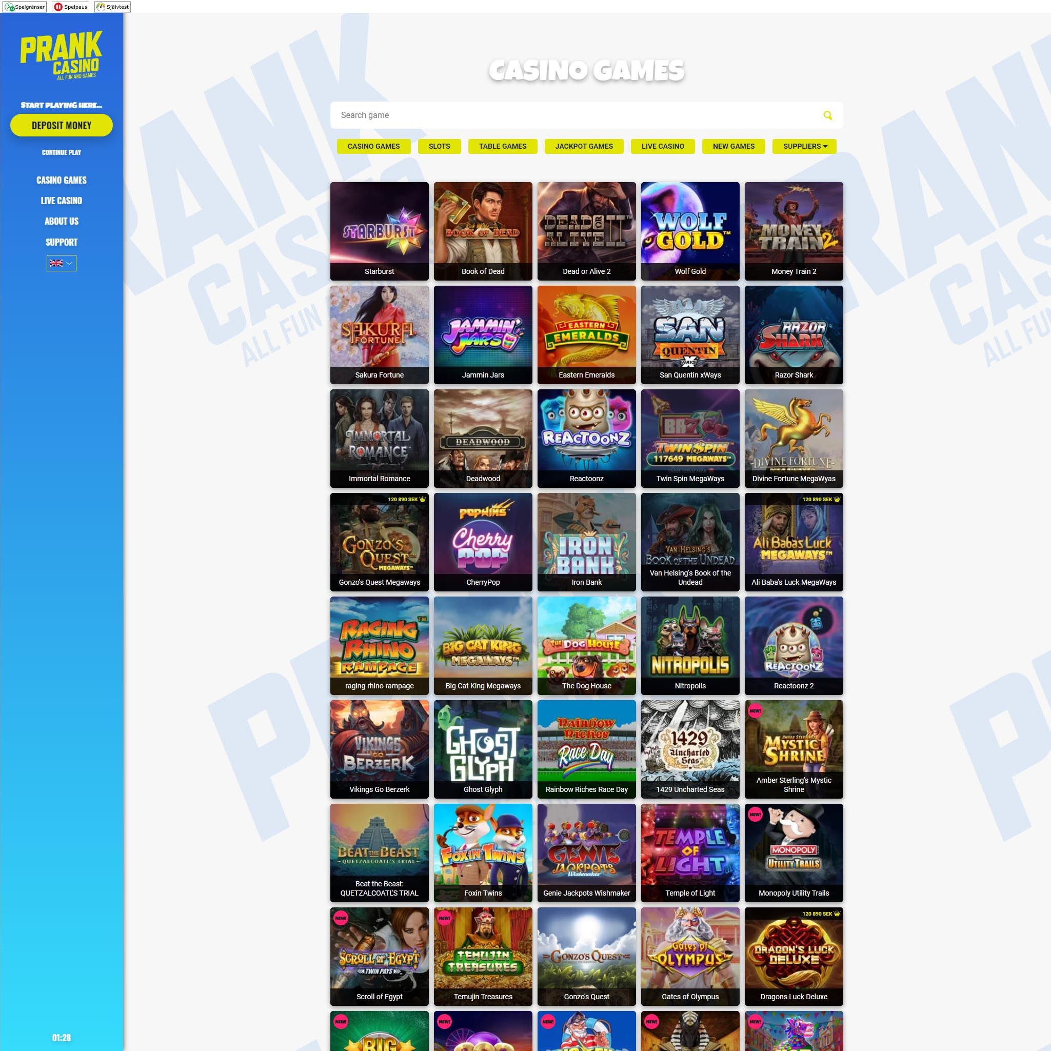 Prank Casino full games catalogue