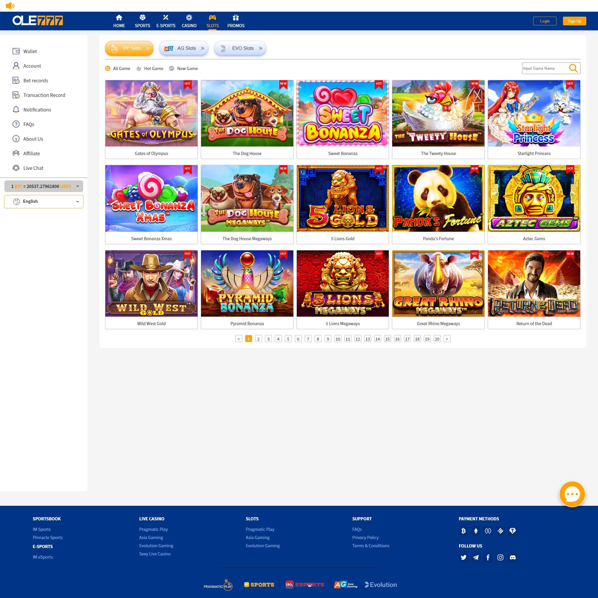 Ole777 Casino full games catalogue