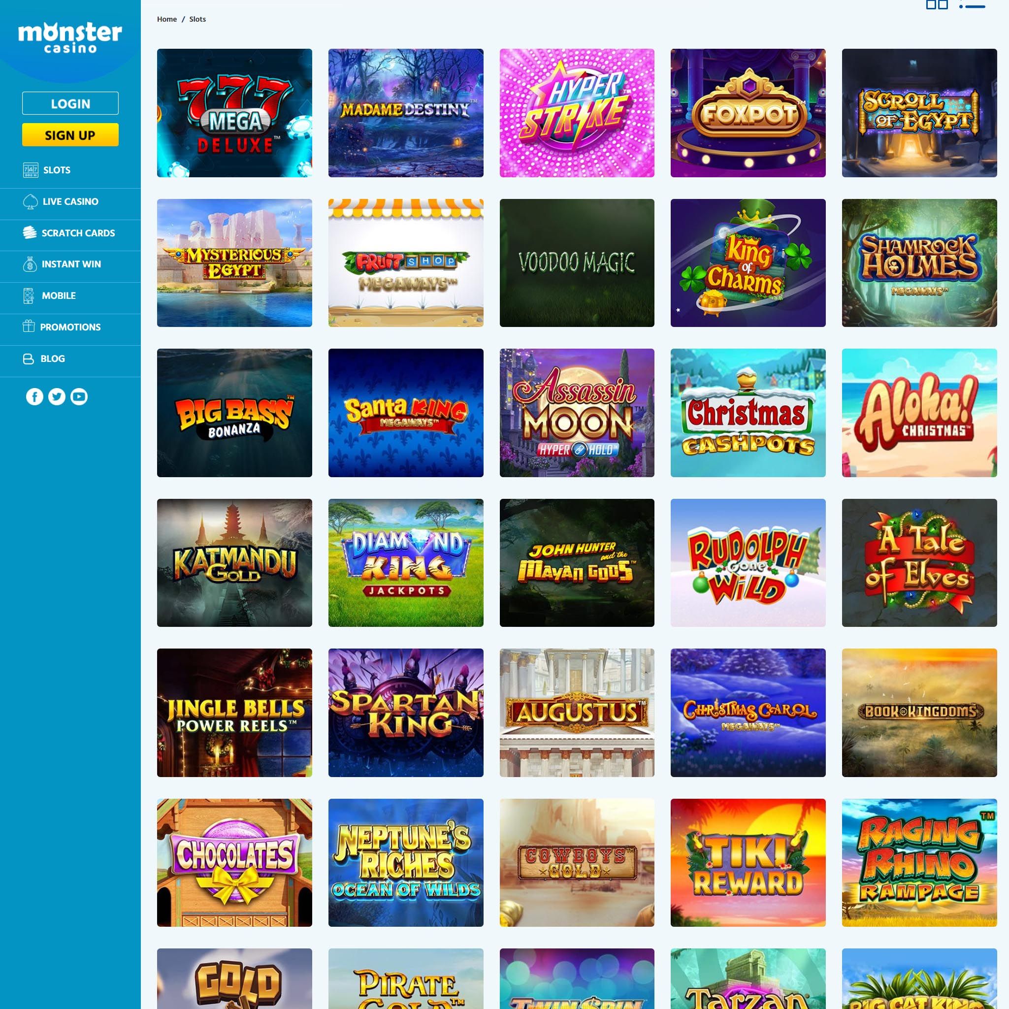 Monster Casino full games catalogue