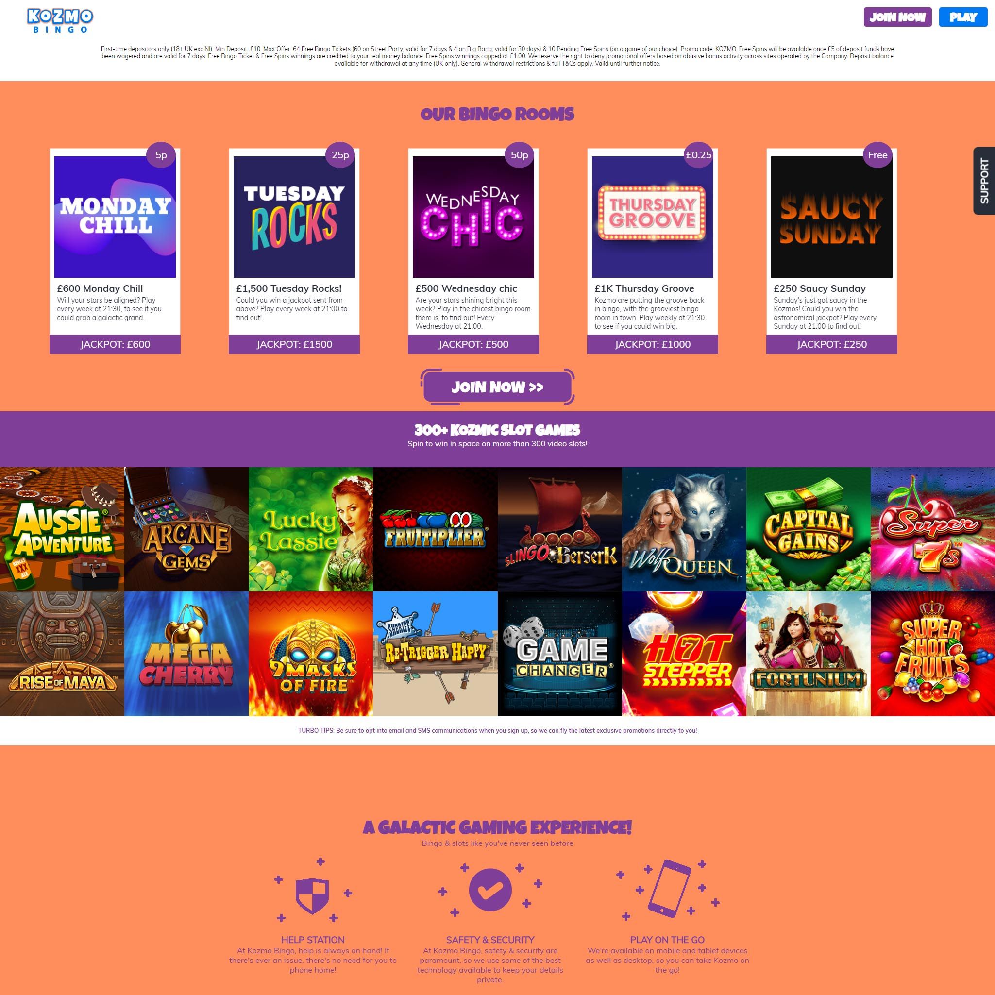 Kozmo Bingo full games catalogue