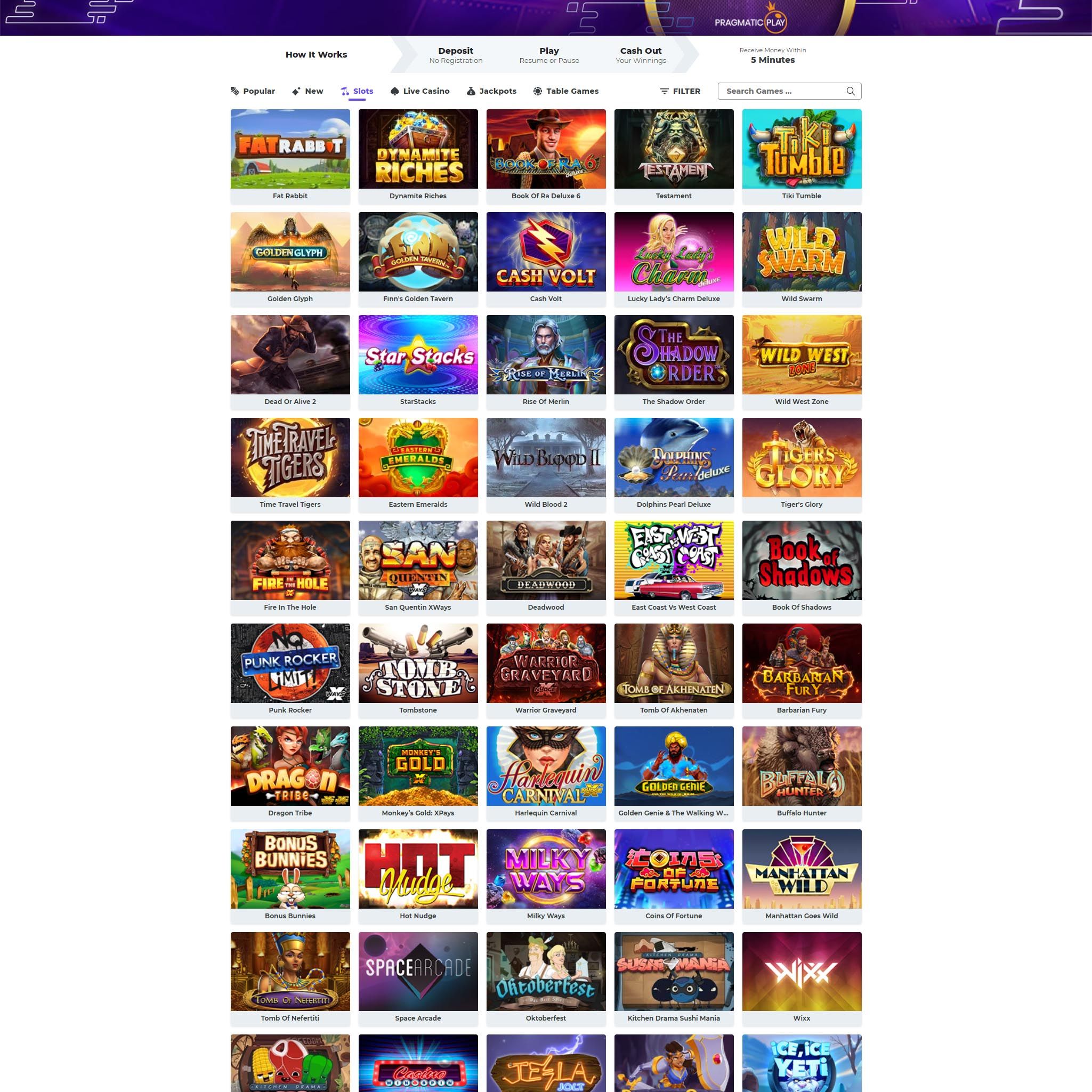 Boost Casino full games catalogue