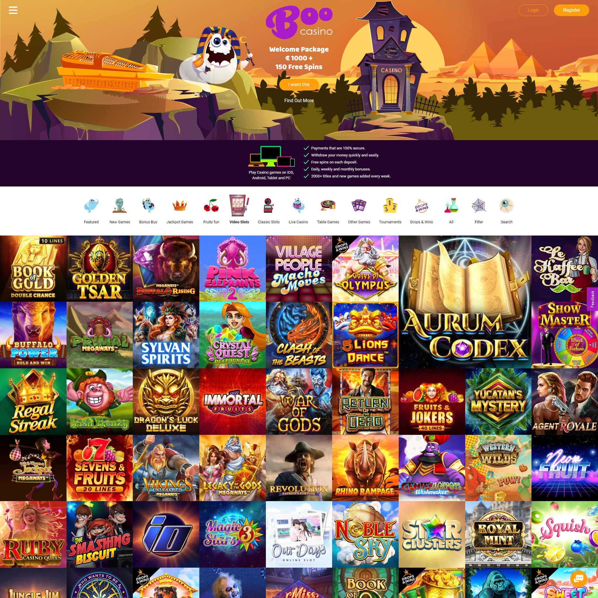 Boo Casino full games catalogue