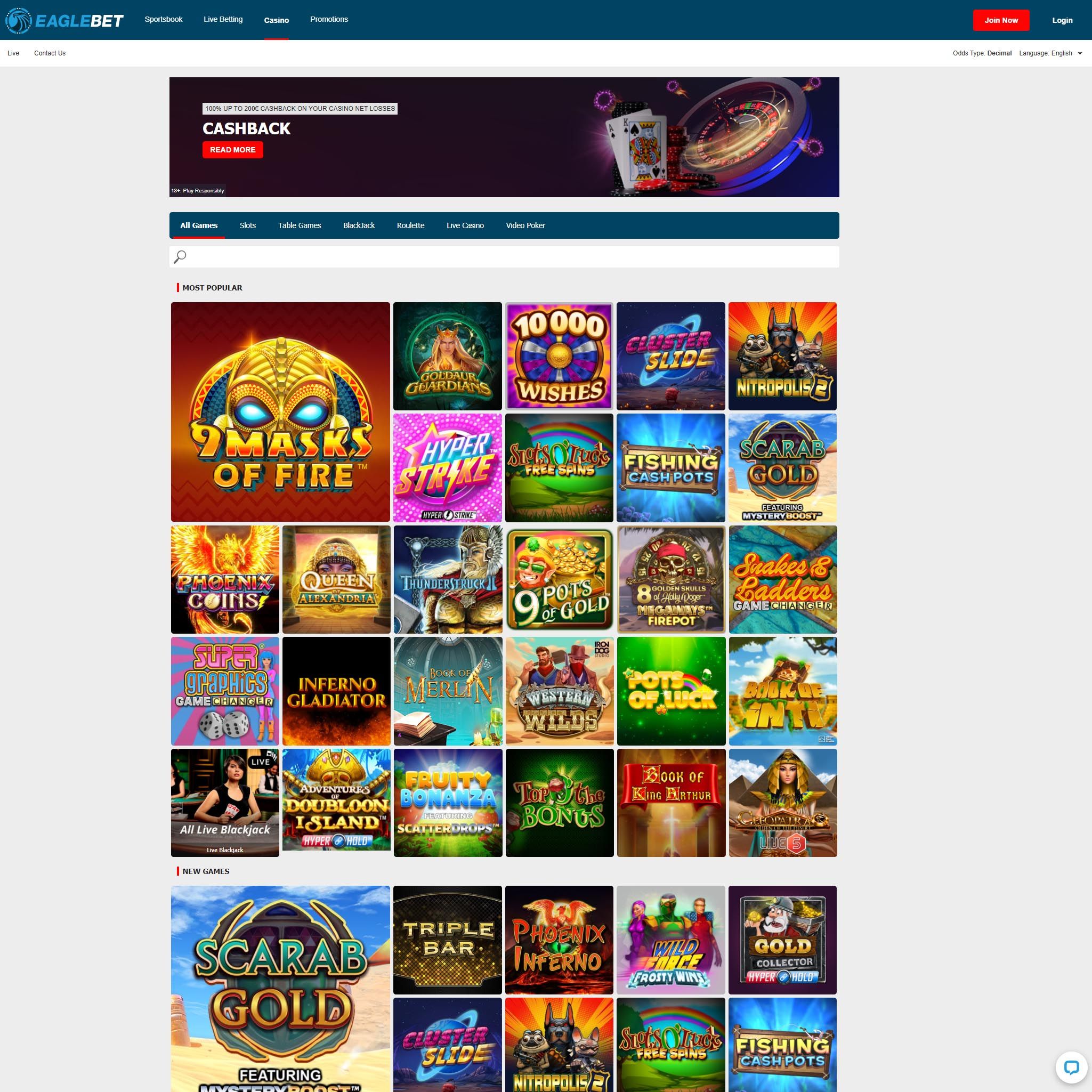 Eaglebet full games catalogue