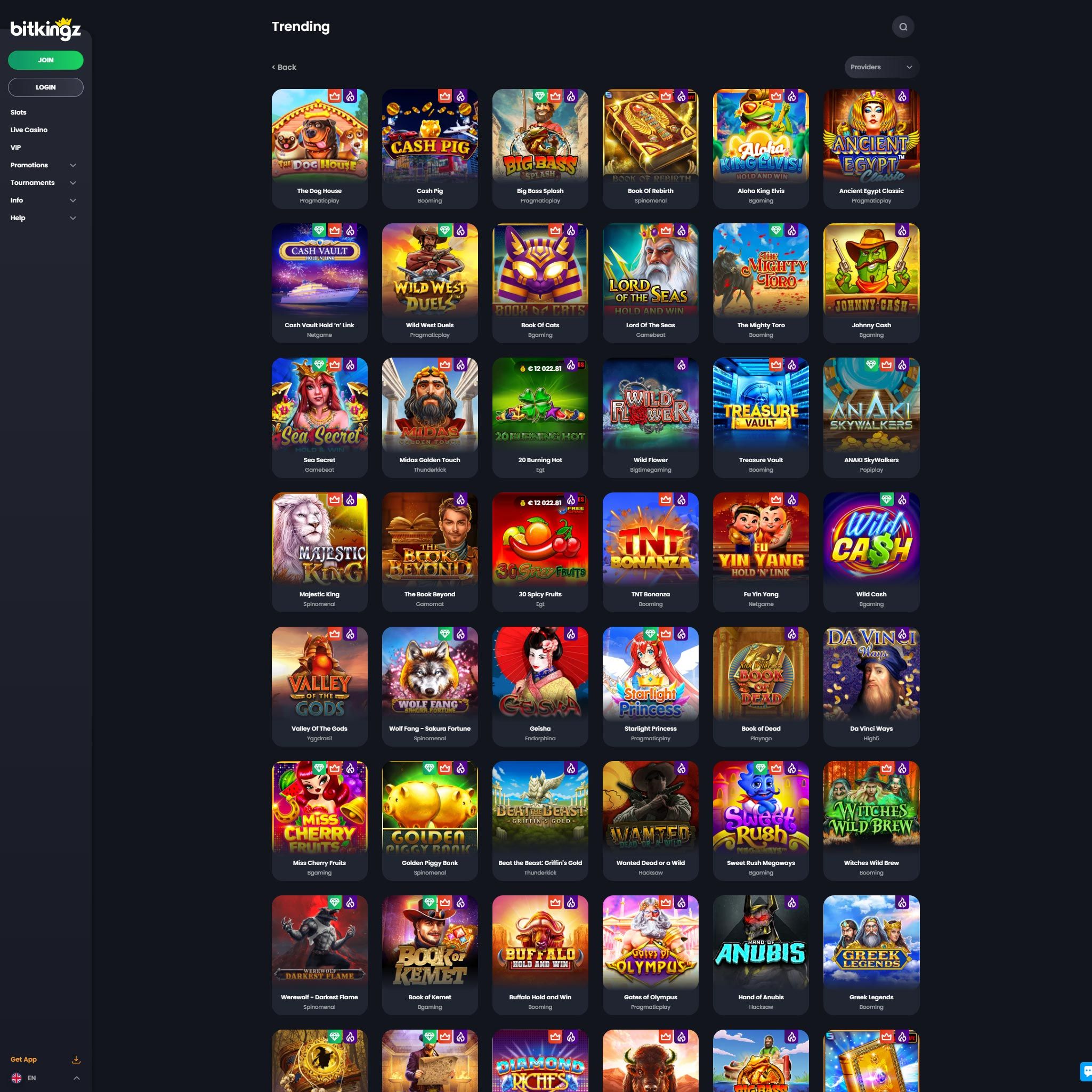 Bitkingz Casino lobby will guide you around the online casino Bitkingz Casino full games catalogue