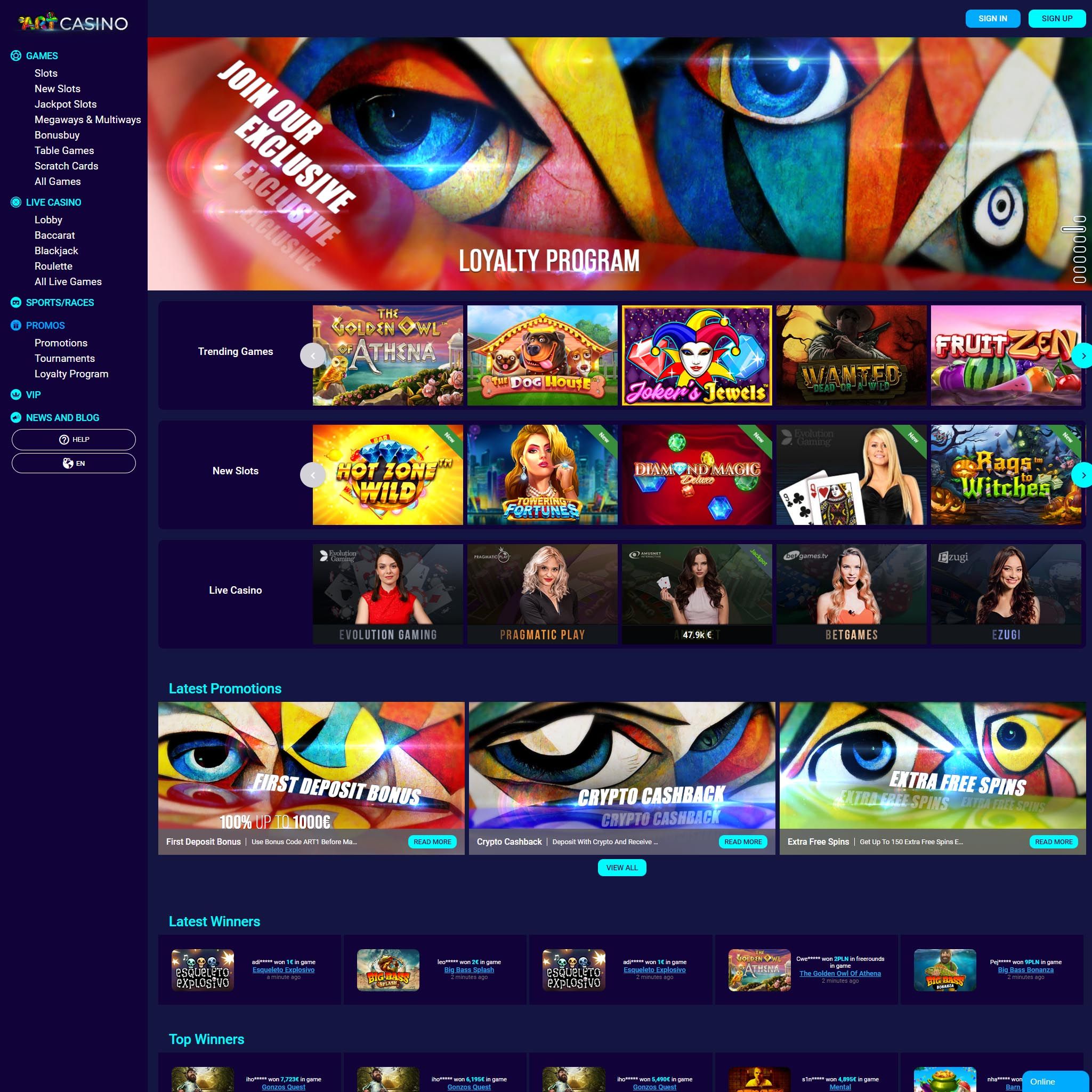 Compare Art Casino and choose the best online casino Art Casino review by Best Netent Casino