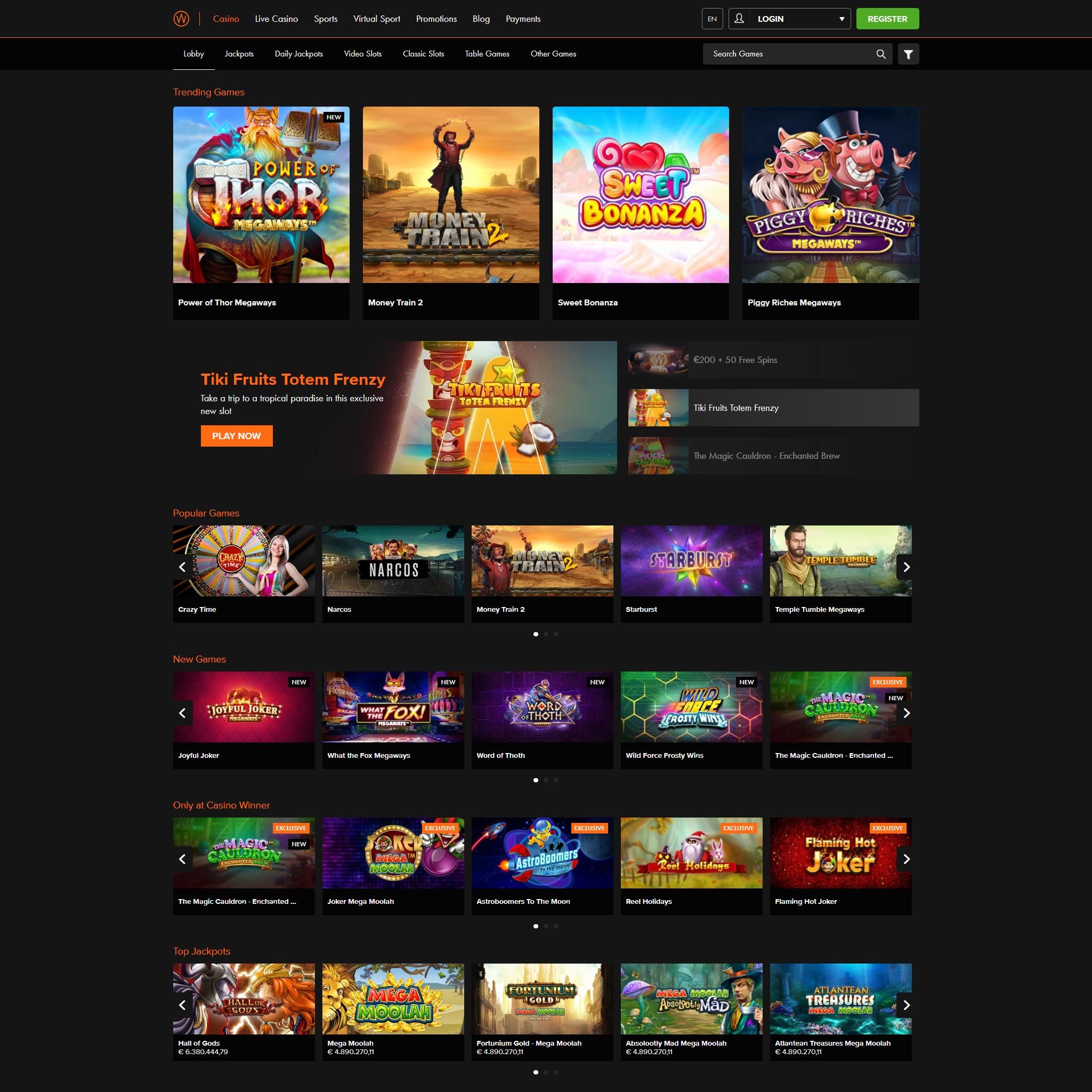 Casino Winner full games catalogue