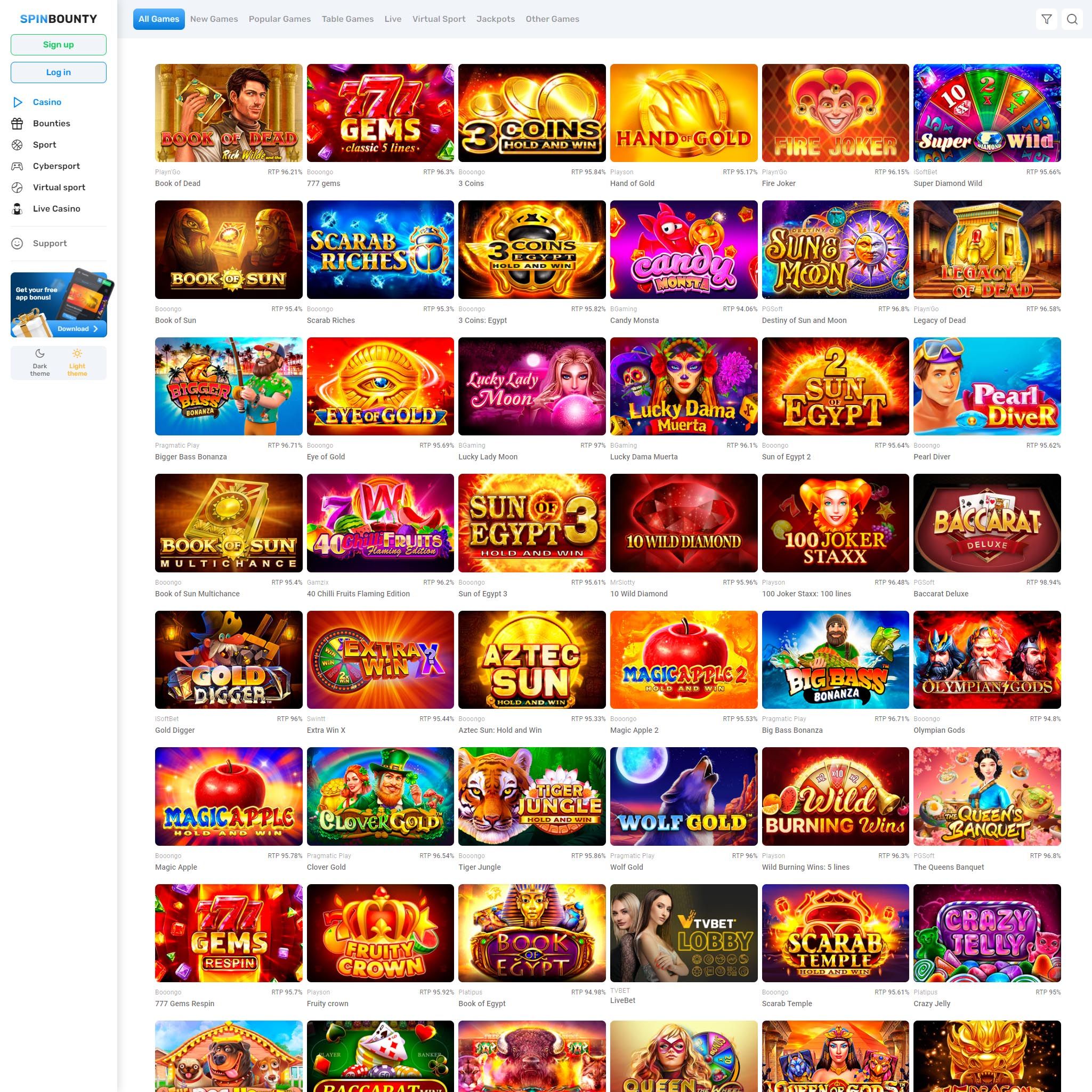 Spinbounty Casino full games catalogue