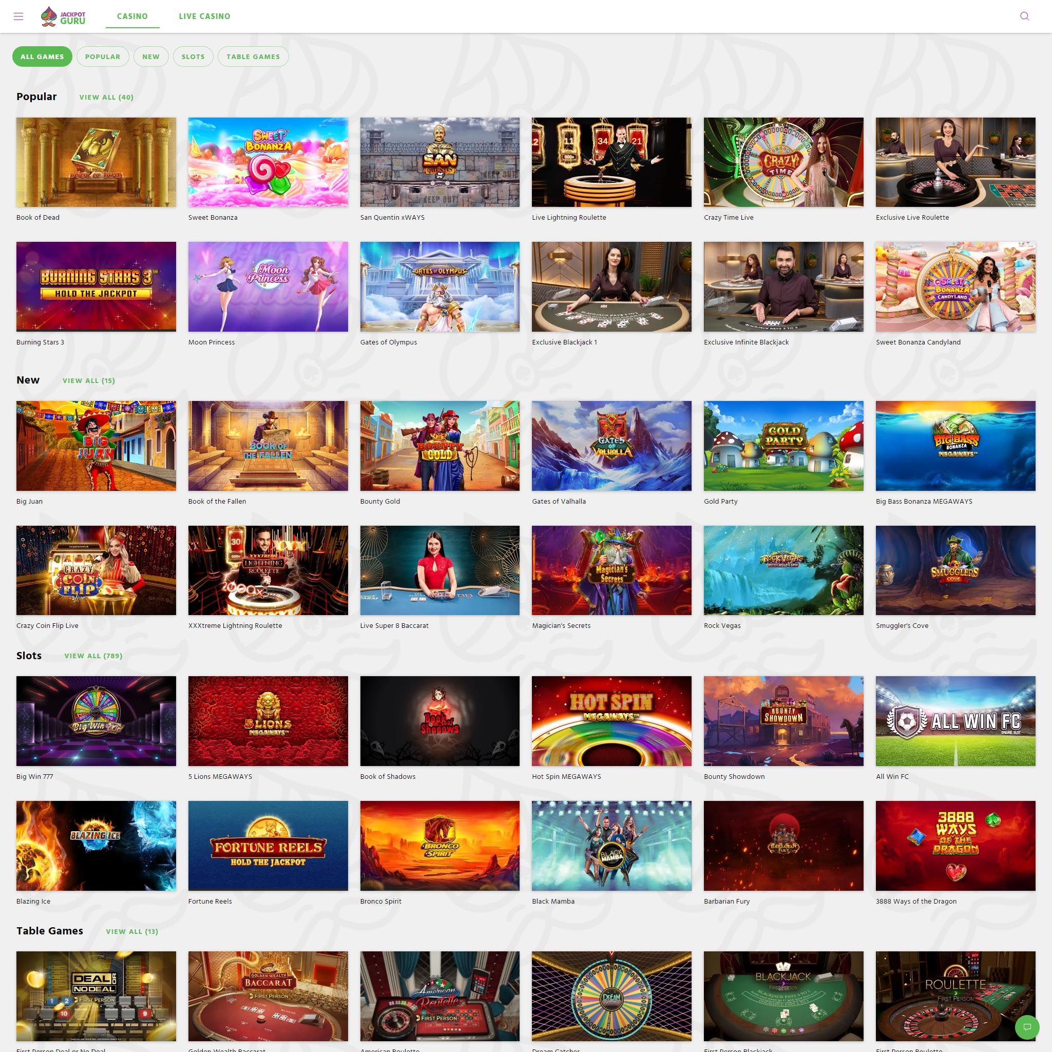 Jackpotguru lobby will guide you around the online casino Jackpotguru full games catalogue