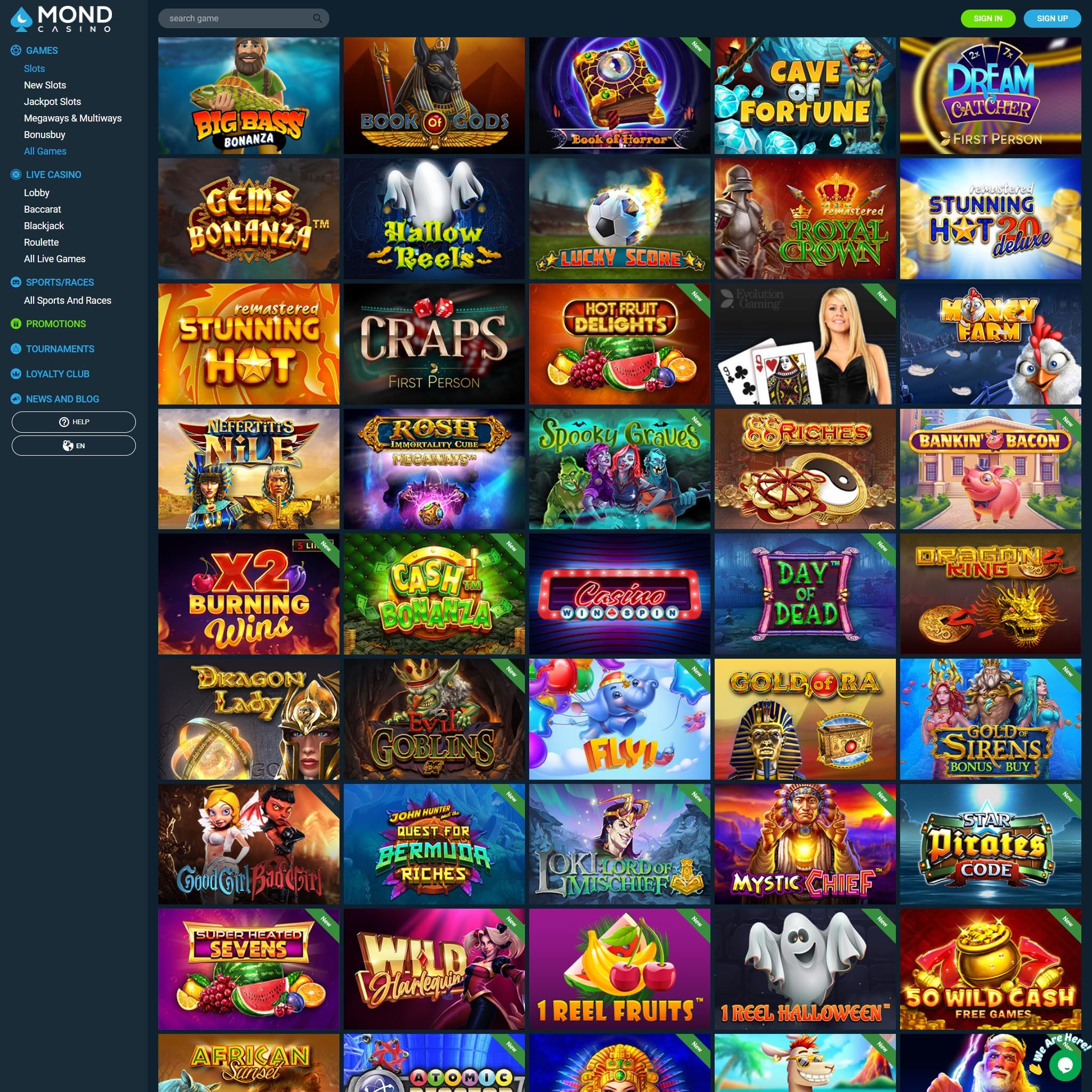 Mond Casino full games catalogue