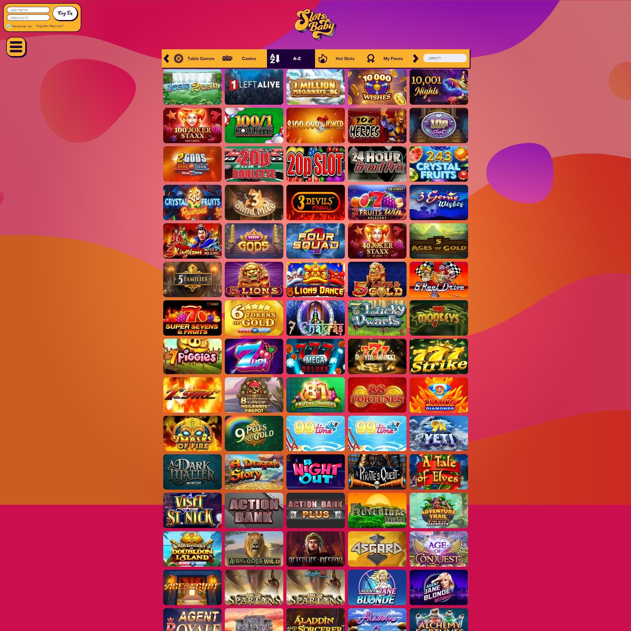 Slots Baby full games catalogue