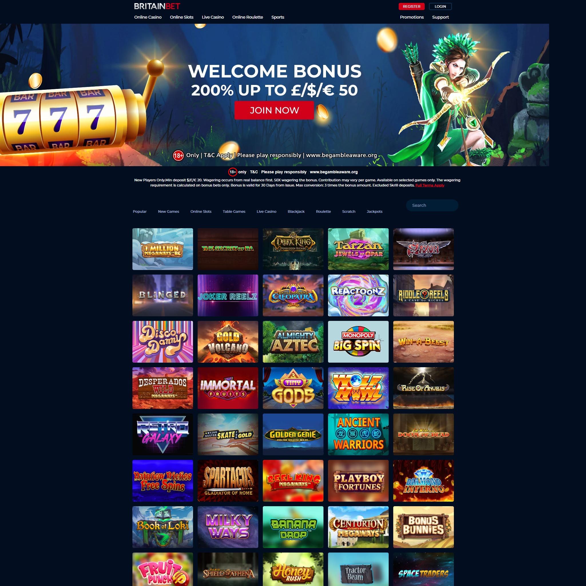 BritainBet Casino full games catalogue