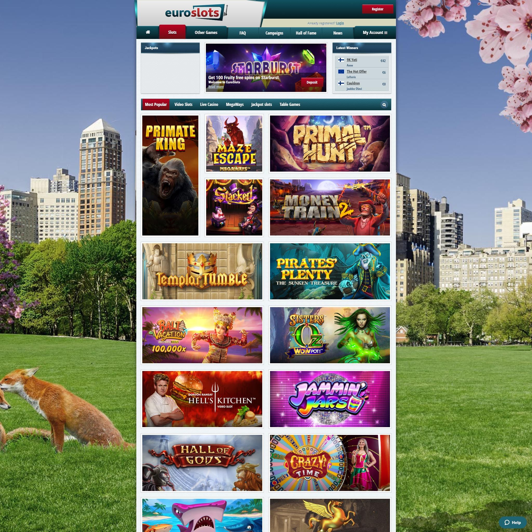 EuroSlots full games catalogue