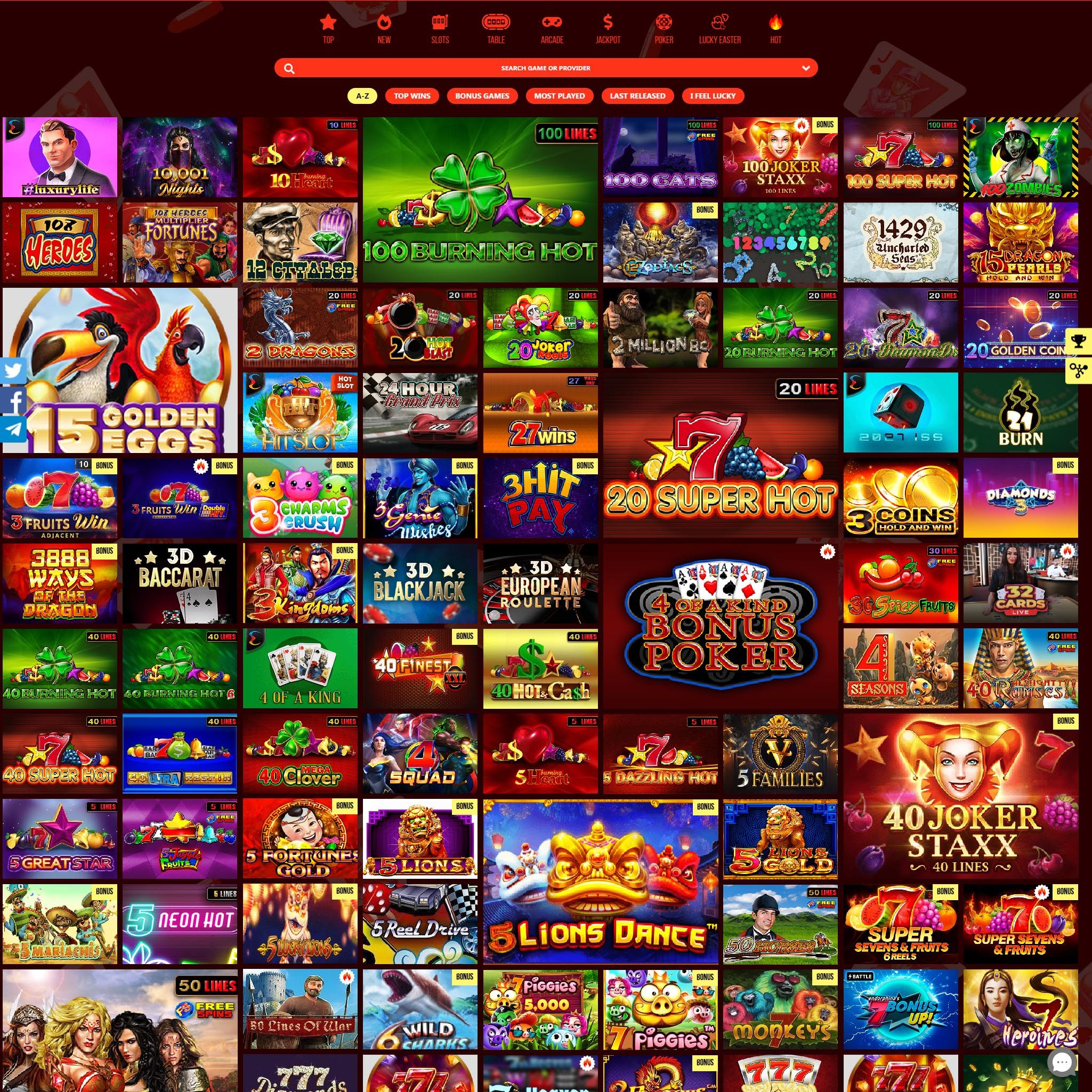 OG Casino full games catalogue