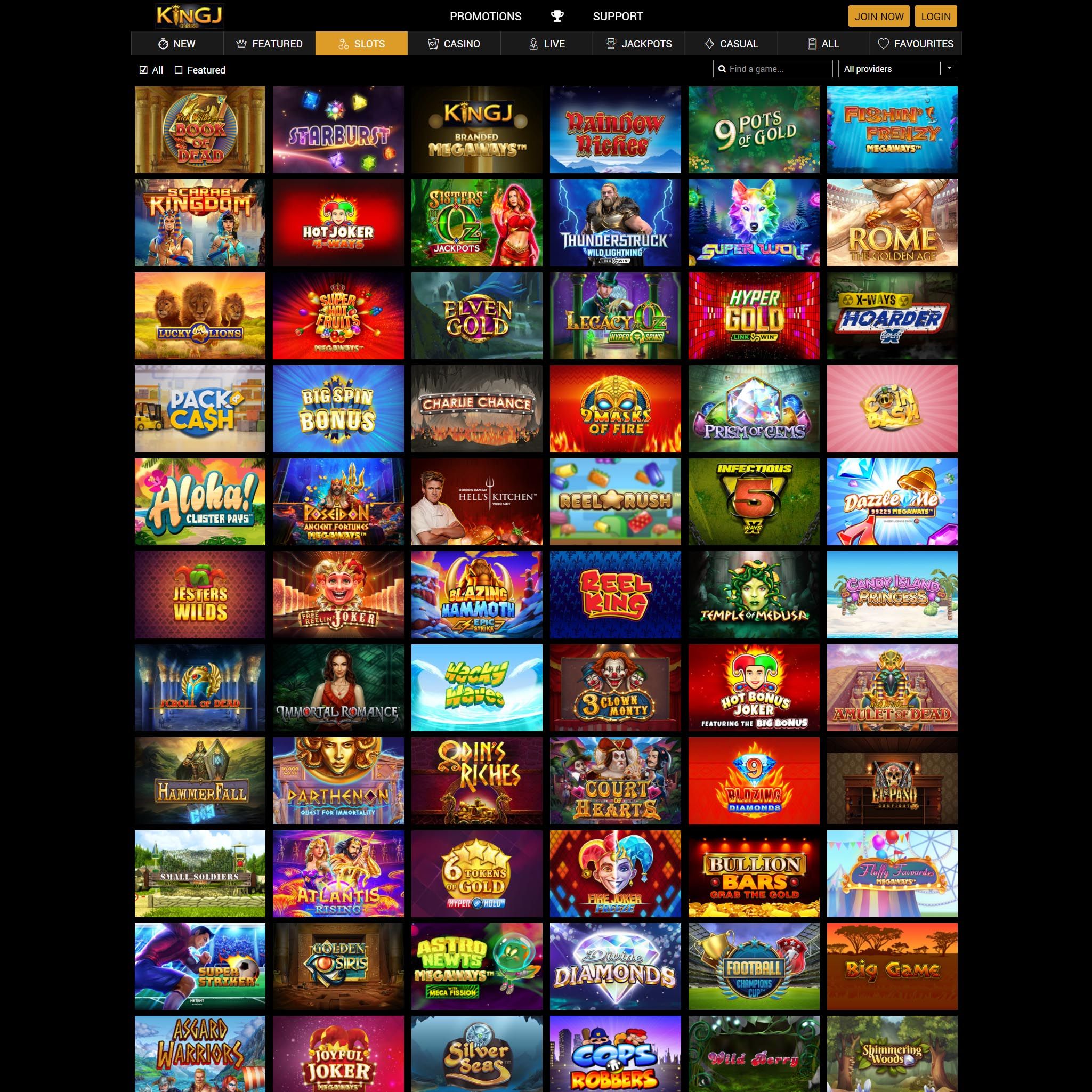 King J Casino full games catalogue