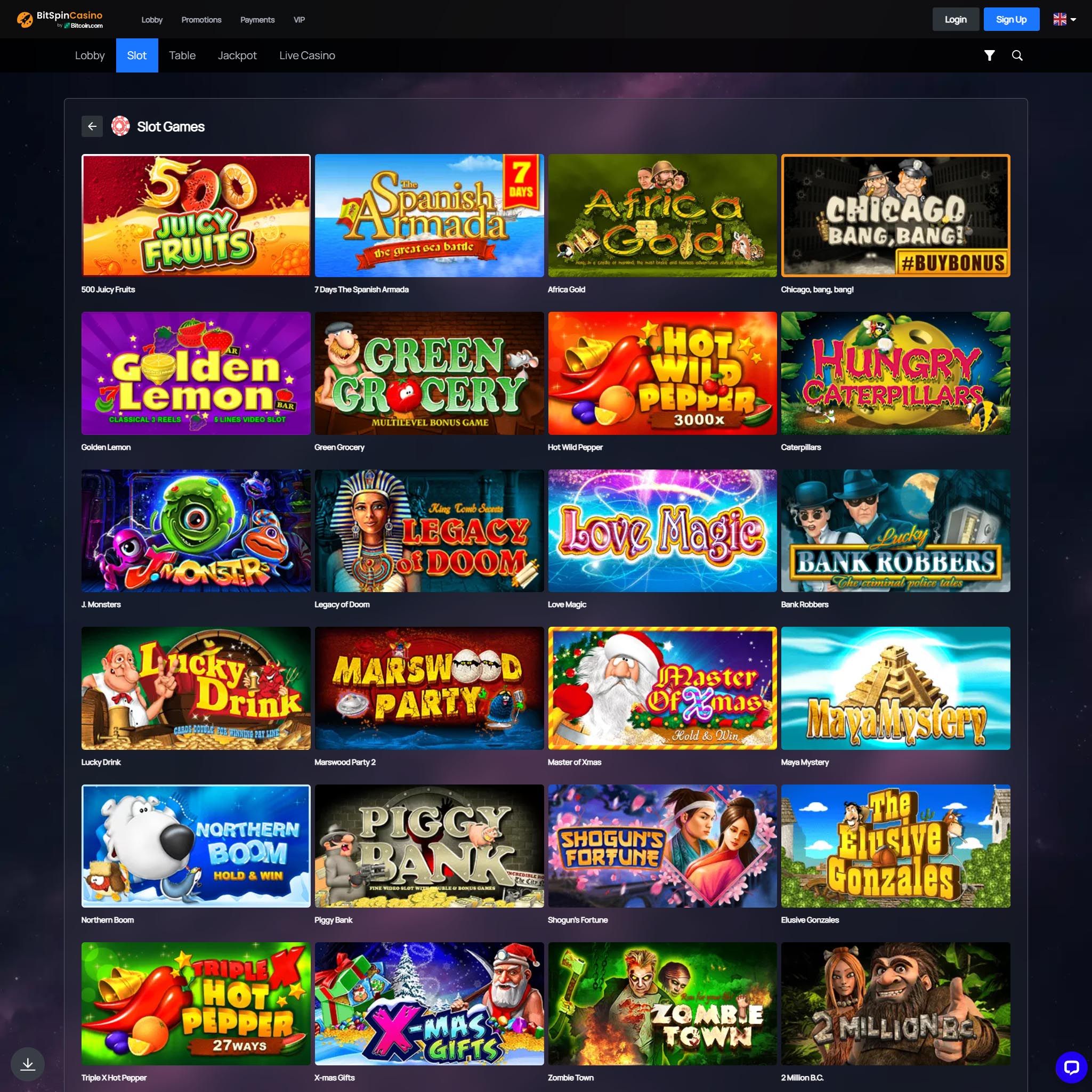 BitSpinCasino full games catalogue