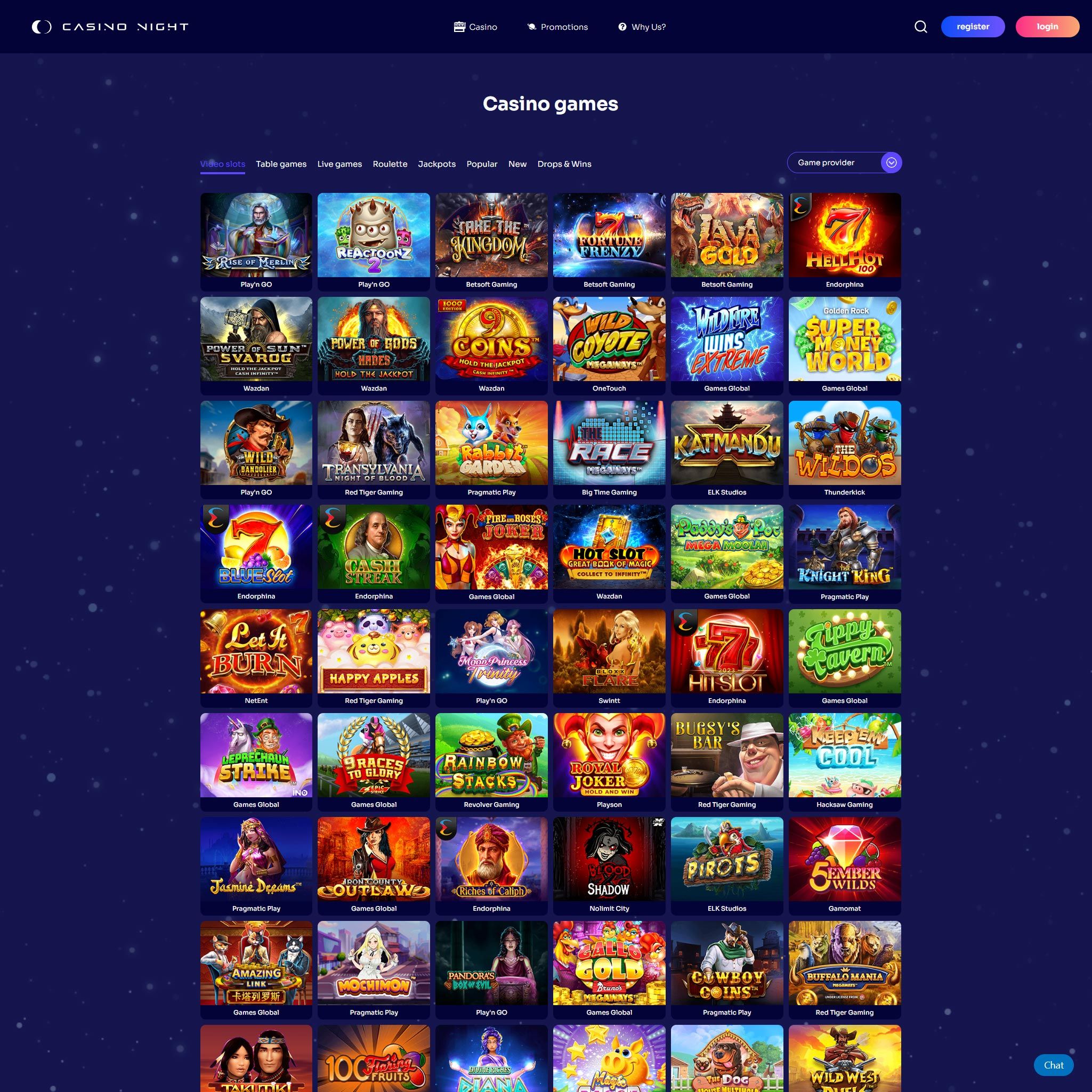 Casino Night full games catalogue