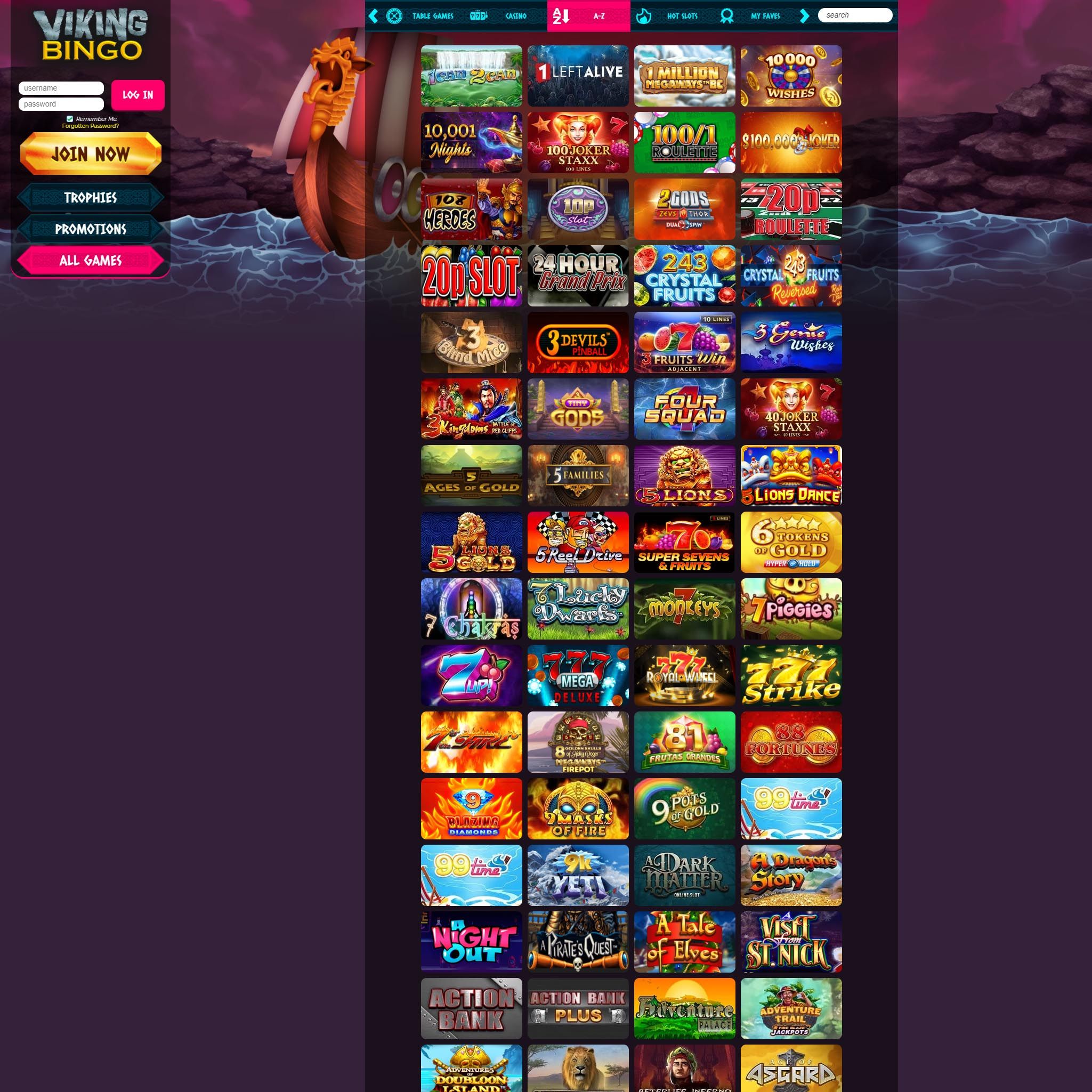 Viking Bingo full games catalogue