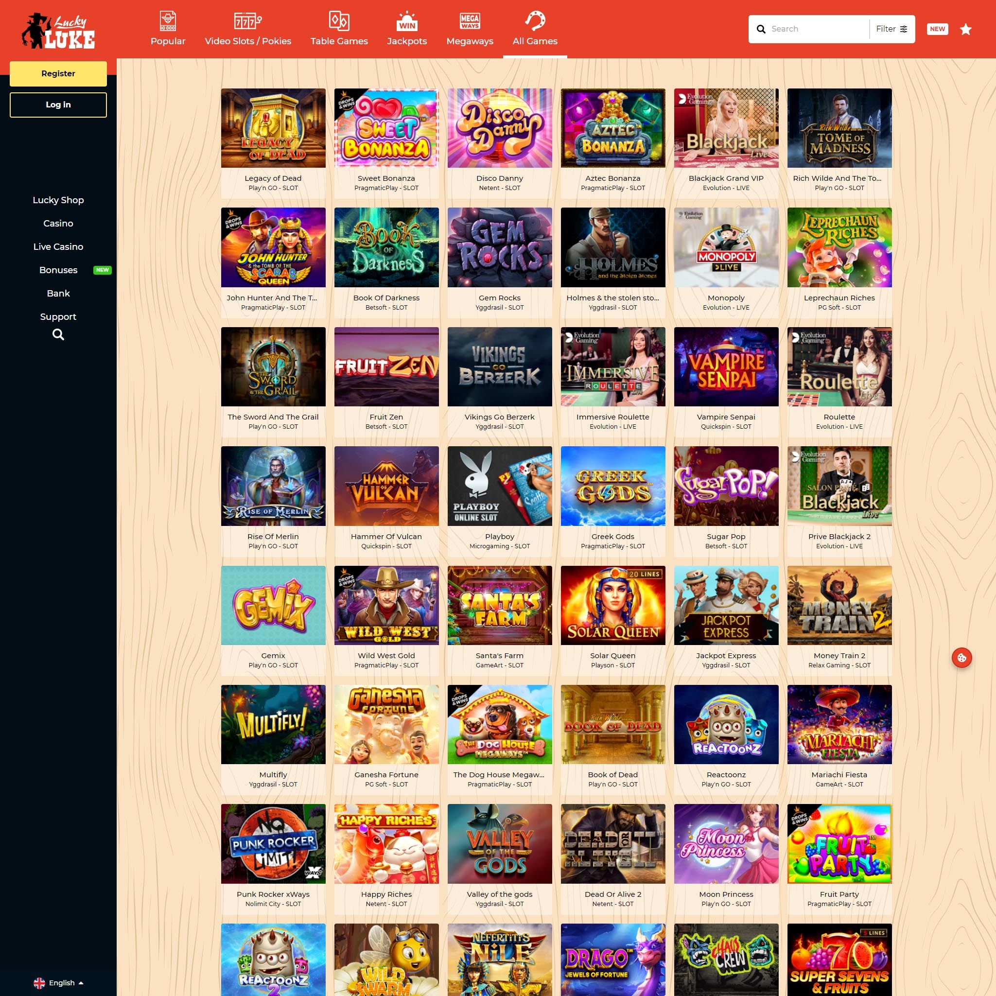 Lucky Luke Casino full games catalogue