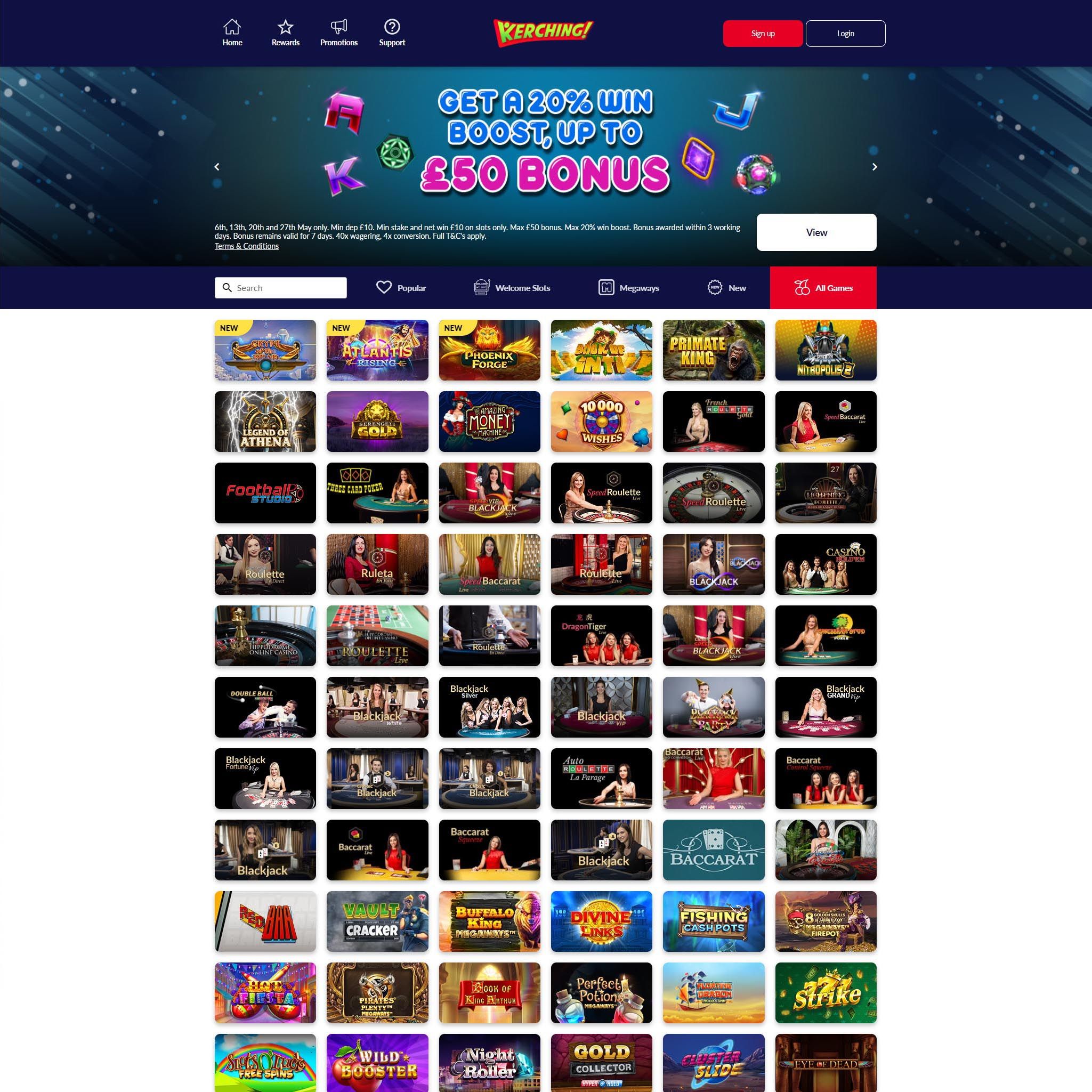 Kerching Casino full games catalogue