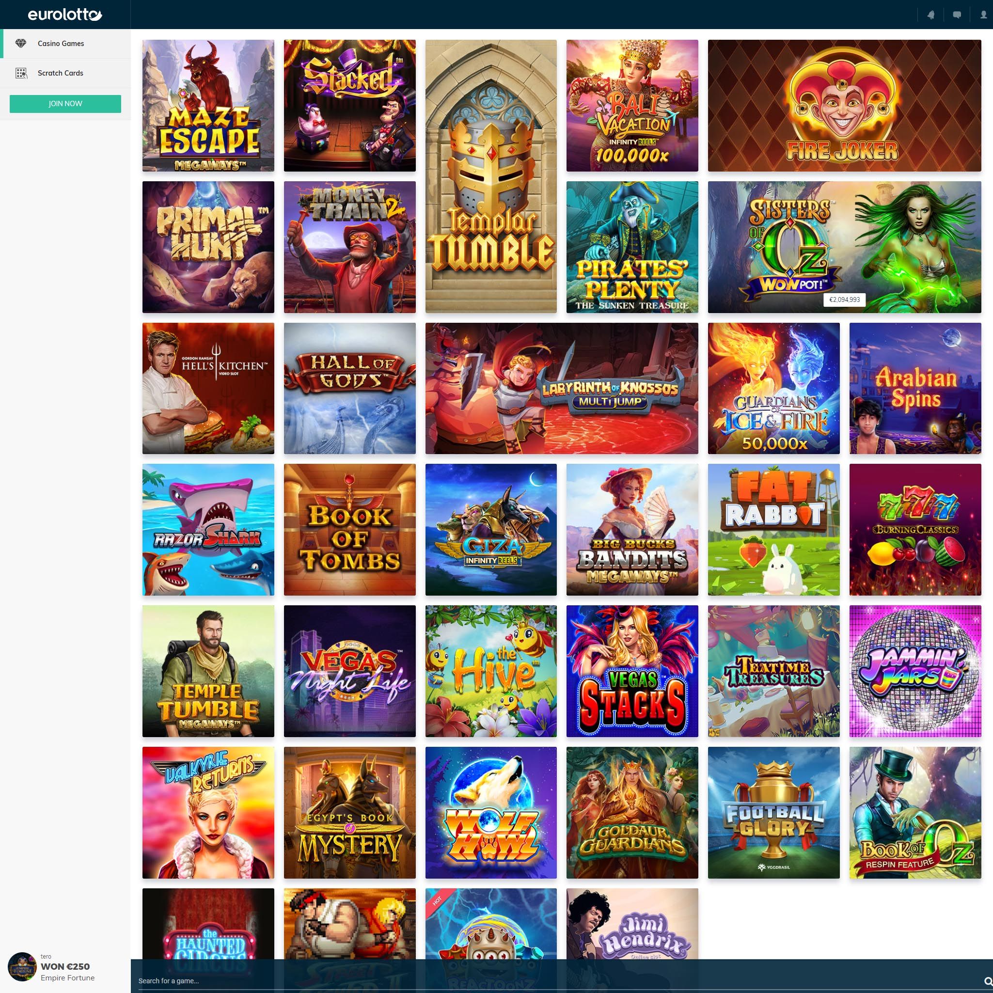 Eurolotto full games catalogue