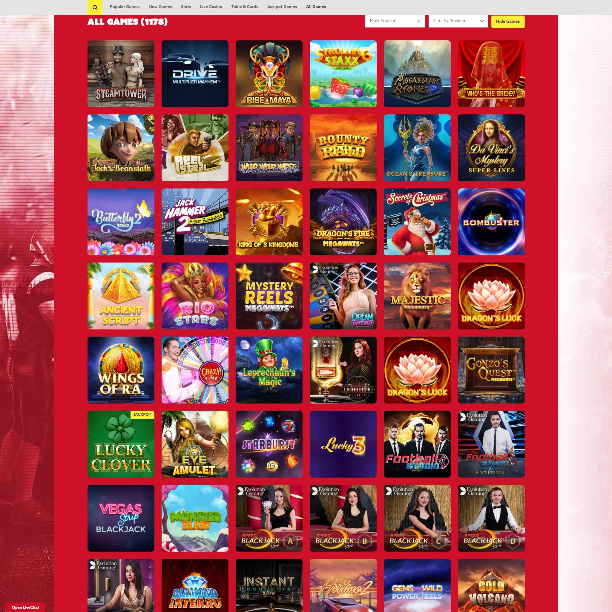 FunBet Casino full games catalogue