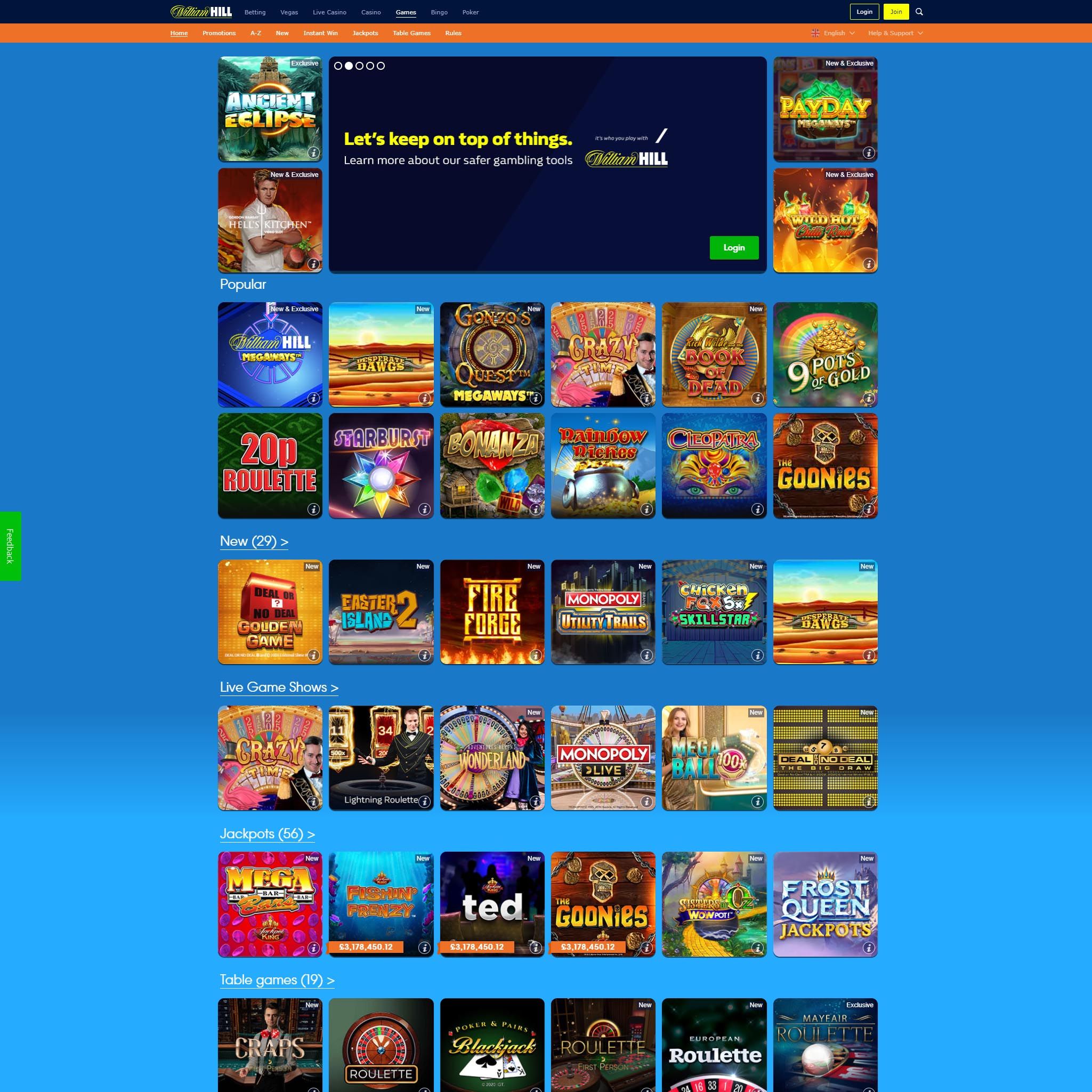 William Hill Casino full games catalogue