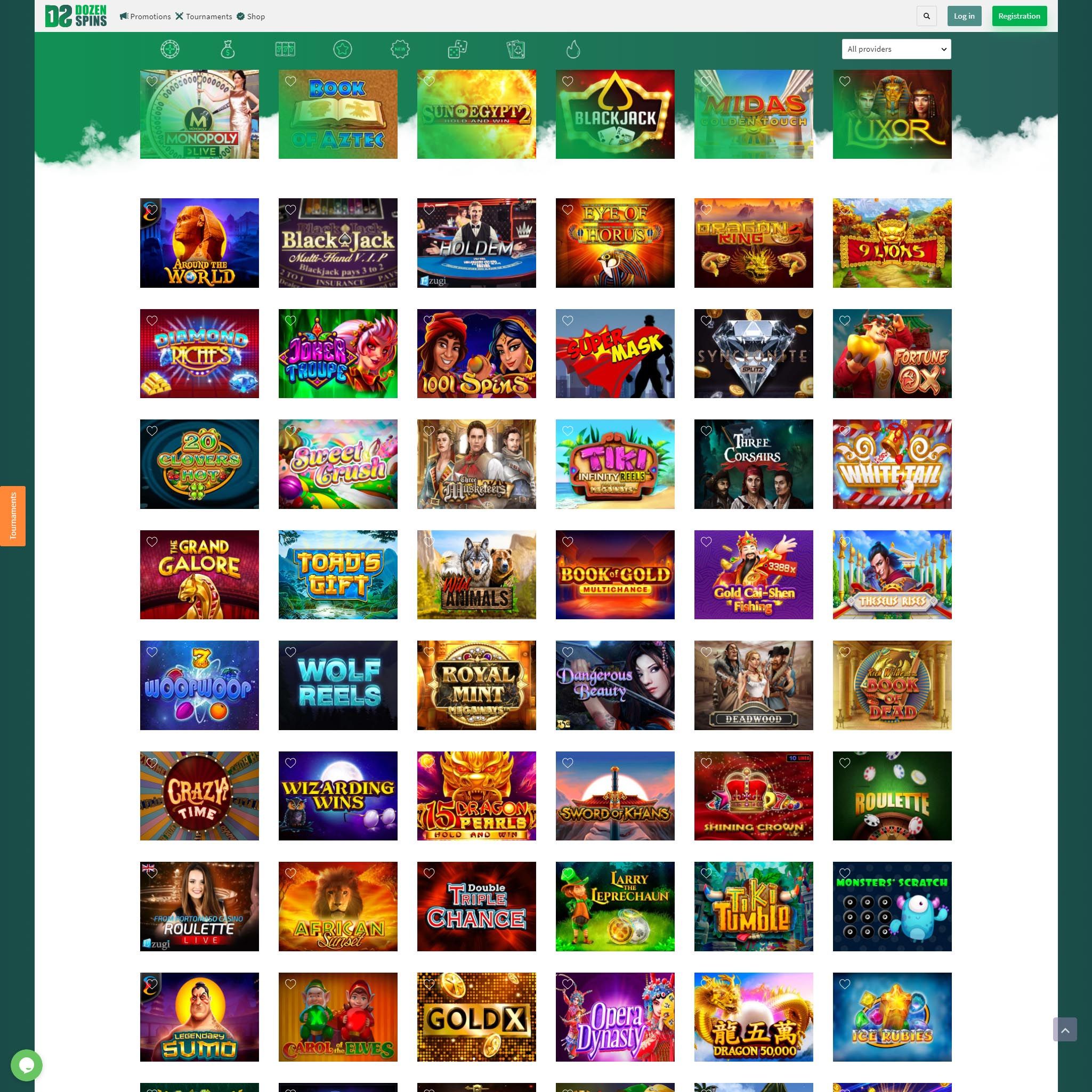 DozenSpins full games catalogue