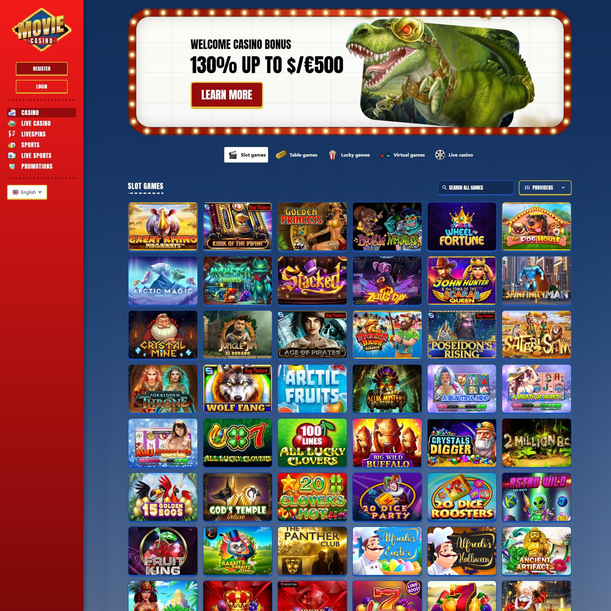 Movie Casino full games catalogue