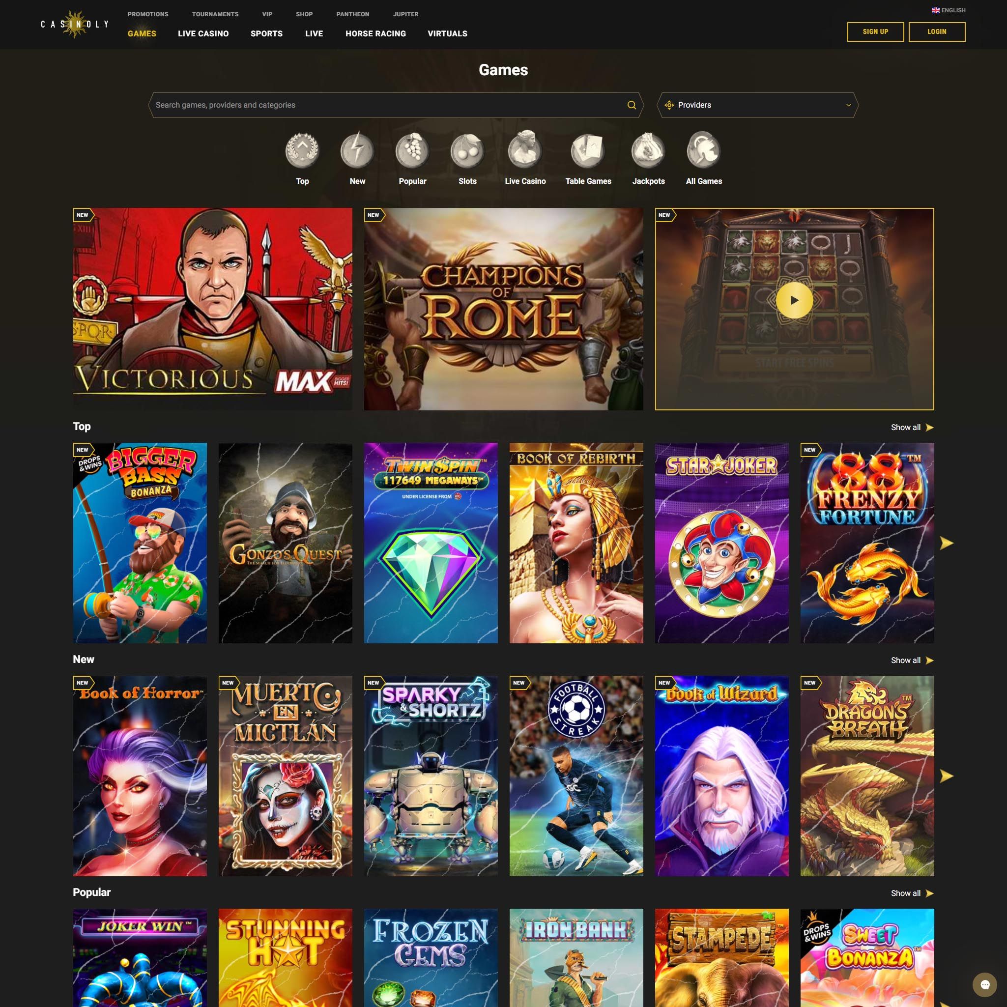 Casinoly full games catalogue