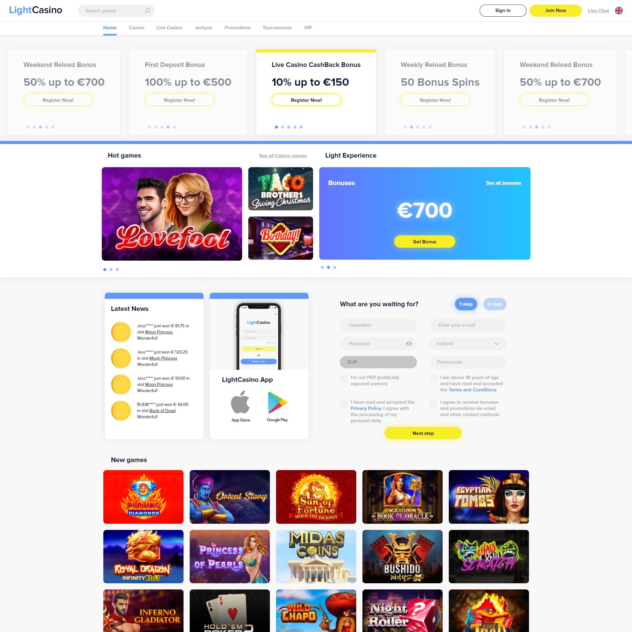 Light Casino review by Best Netent Casino